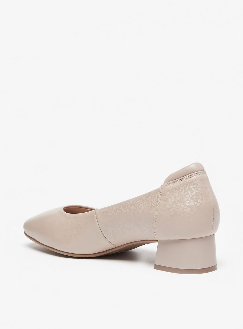 حذاء جلد سهل الارتداء سادة بكعب سميك من لو كونفورت -women-shoes-heels-image-2