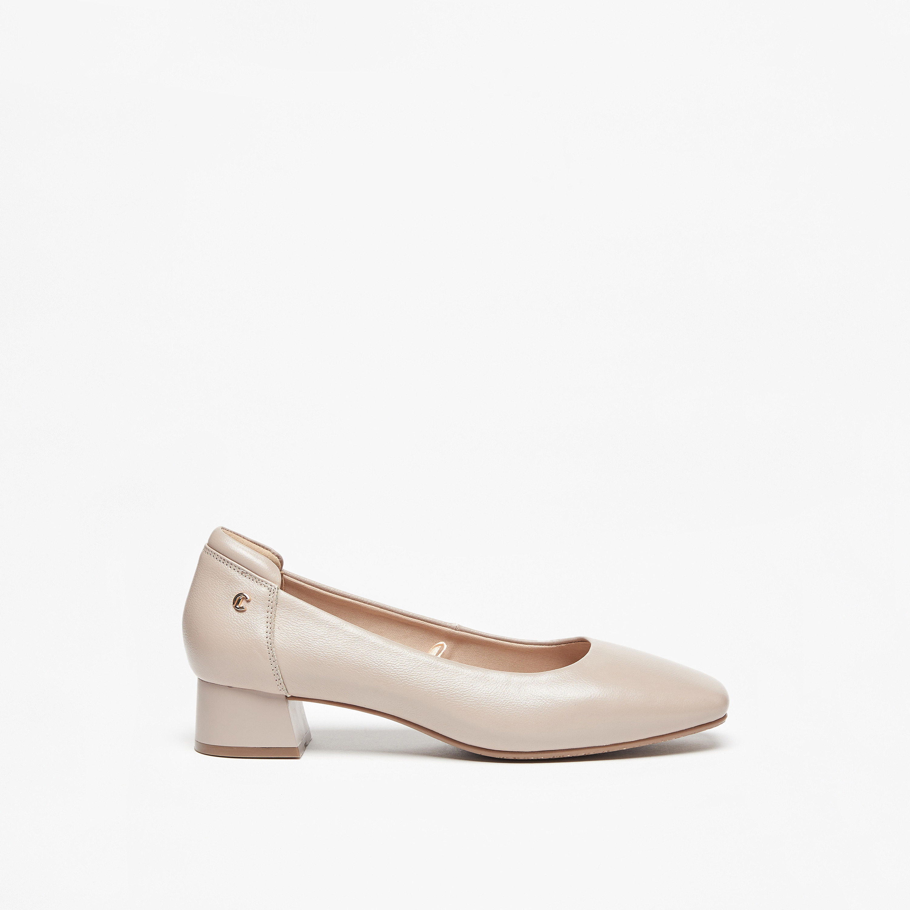 حذاء جلد سهل الارتداء سادة بكعب سميك من لو كونفورت -women-shoes-heels-image-3