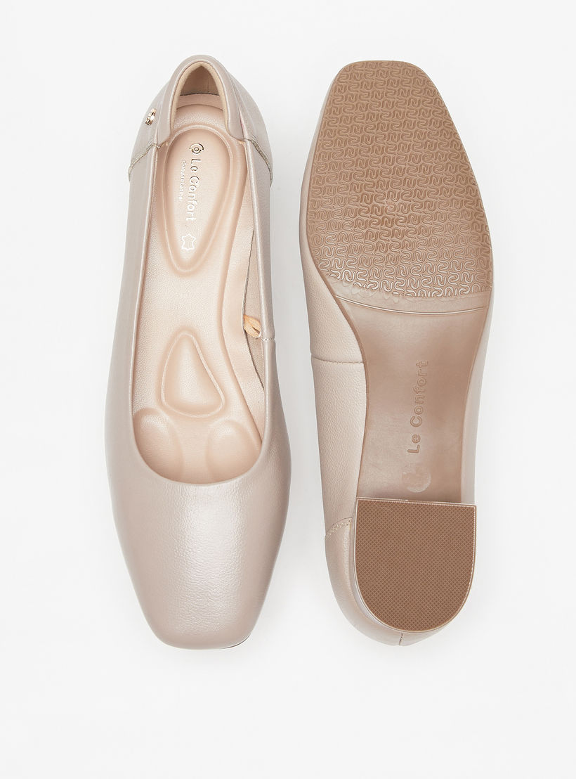 حذاء جلد سهل الارتداء سادة بكعب سميك من لو كونفورت -women-shoes-heels-image-4