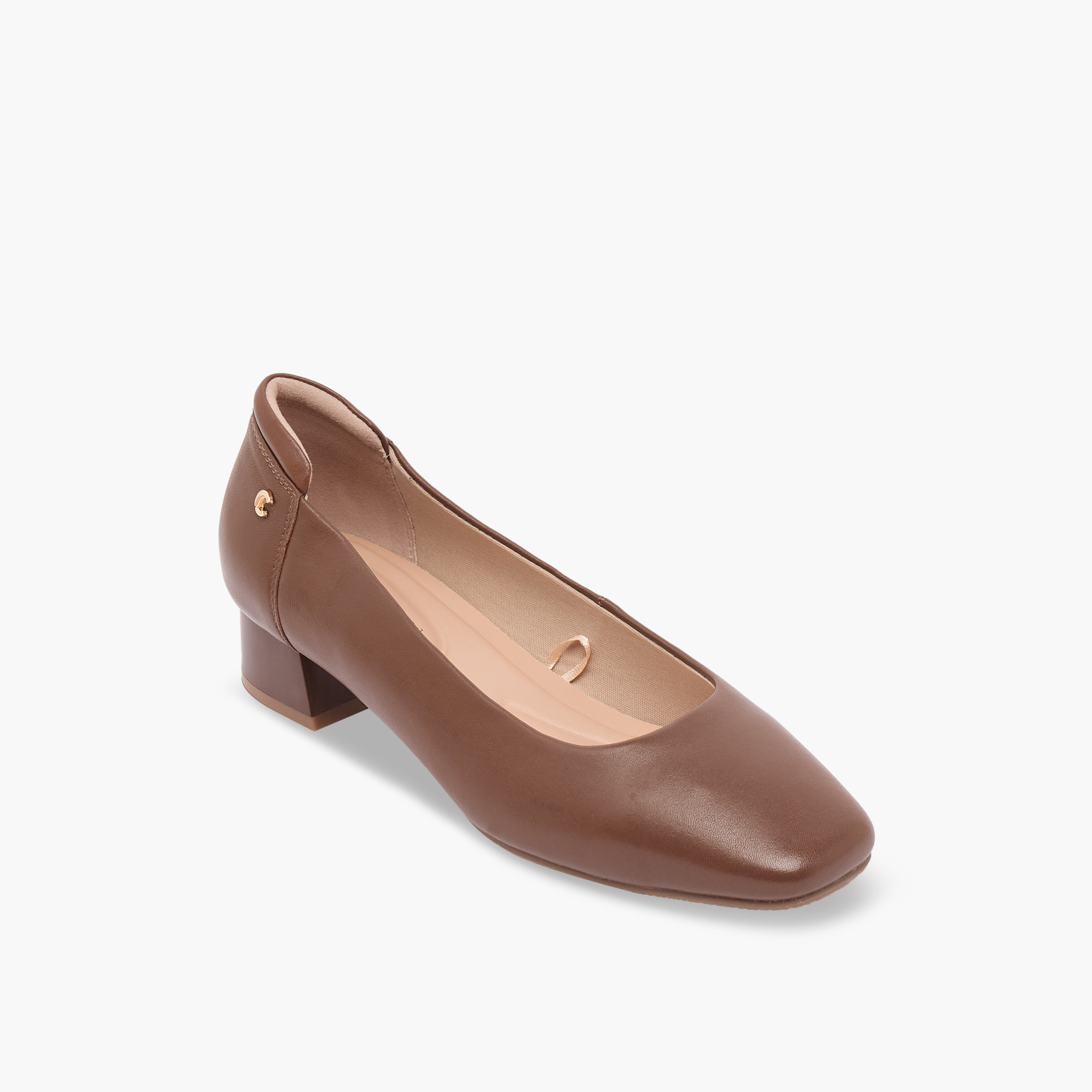 حذاء جلد سهل الارتداء سادة بكعب سميك من لو كونفورت -women-shoes-heels-image-2