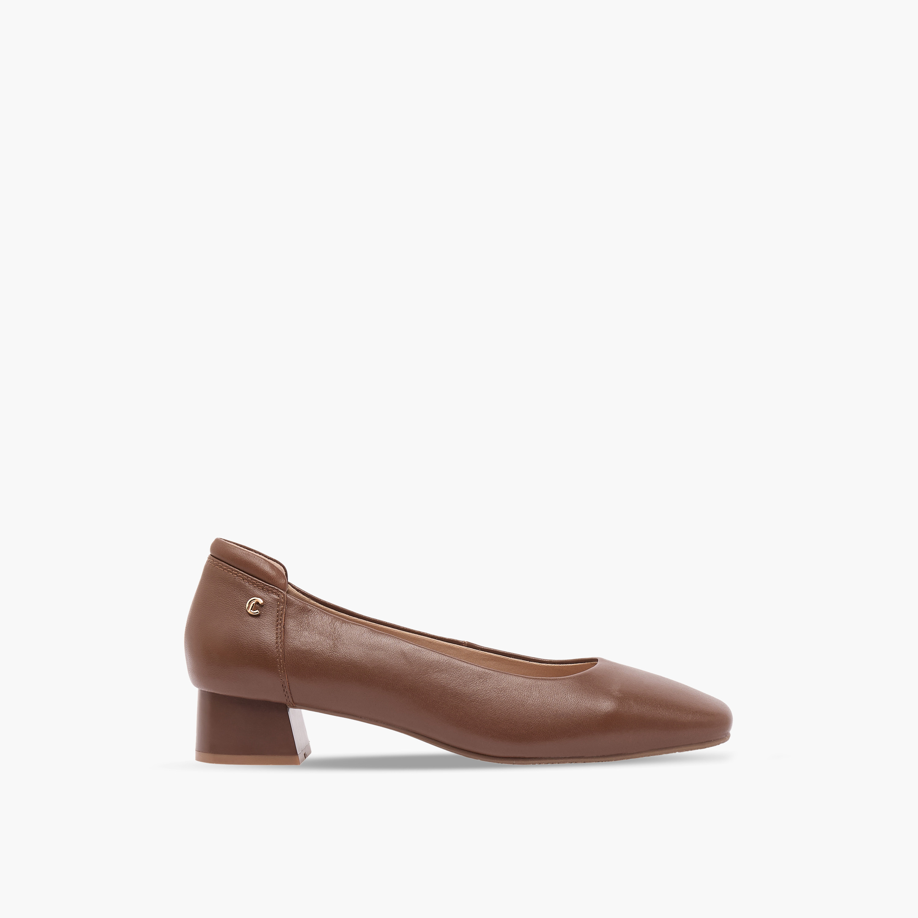 حذاء جلد سهل الارتداء سادة بكعب سميك من لو كونفورت -women-shoes-heels-image-3