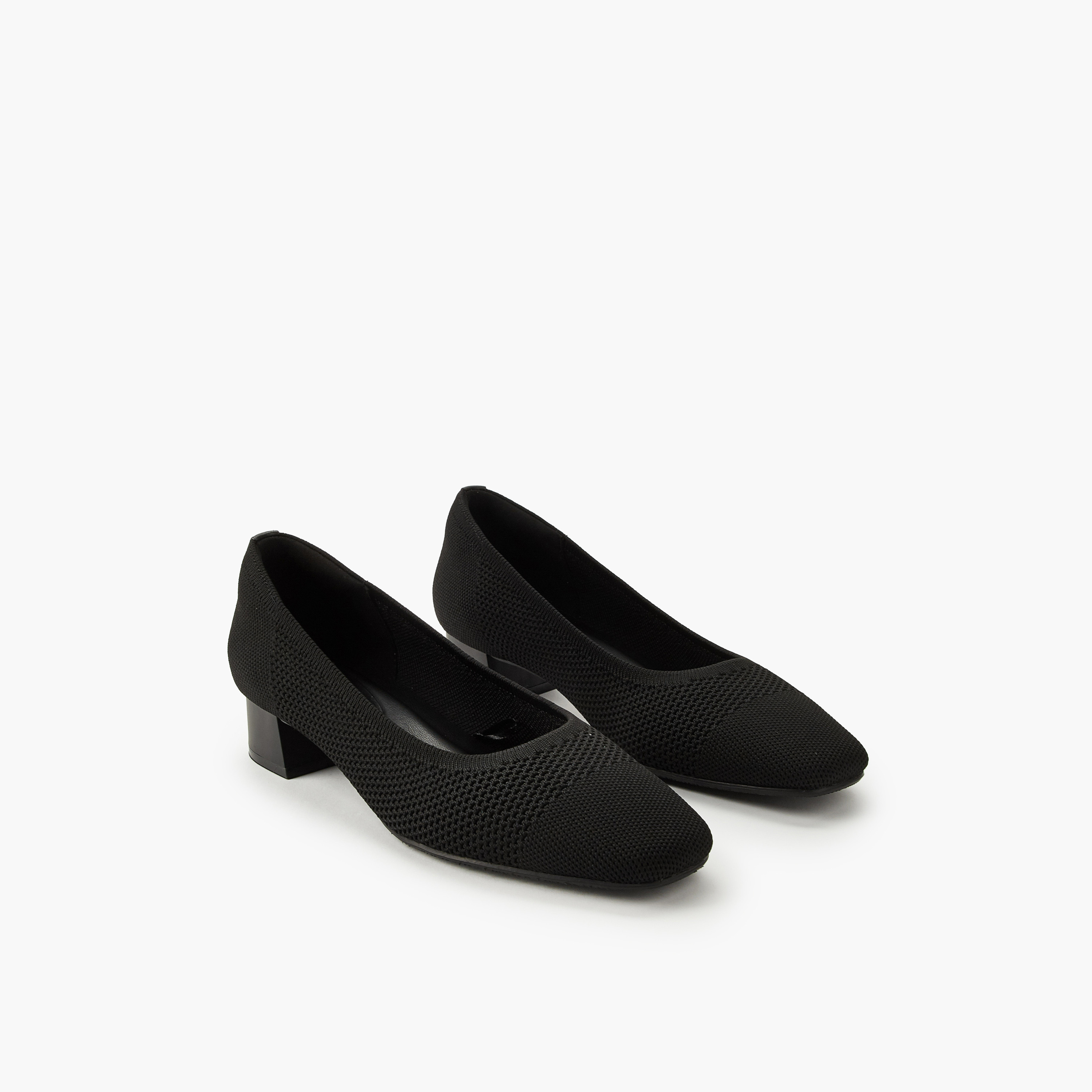 حذاء كلاسيكي شبكي مريح سهل الارتداء بارز الملمس بكعب سميك من لو كونفورت-women-shoes-heels-image-1