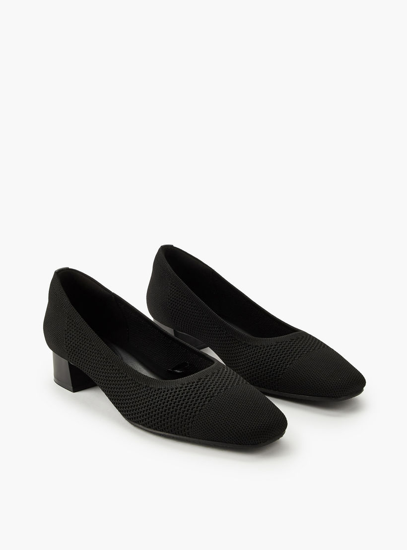 حذاء كلاسيكي شبكي مريح سهل الارتداء بارز الملمس بكعب سميك من لو كونفورت-women-shoes-heels-image-1