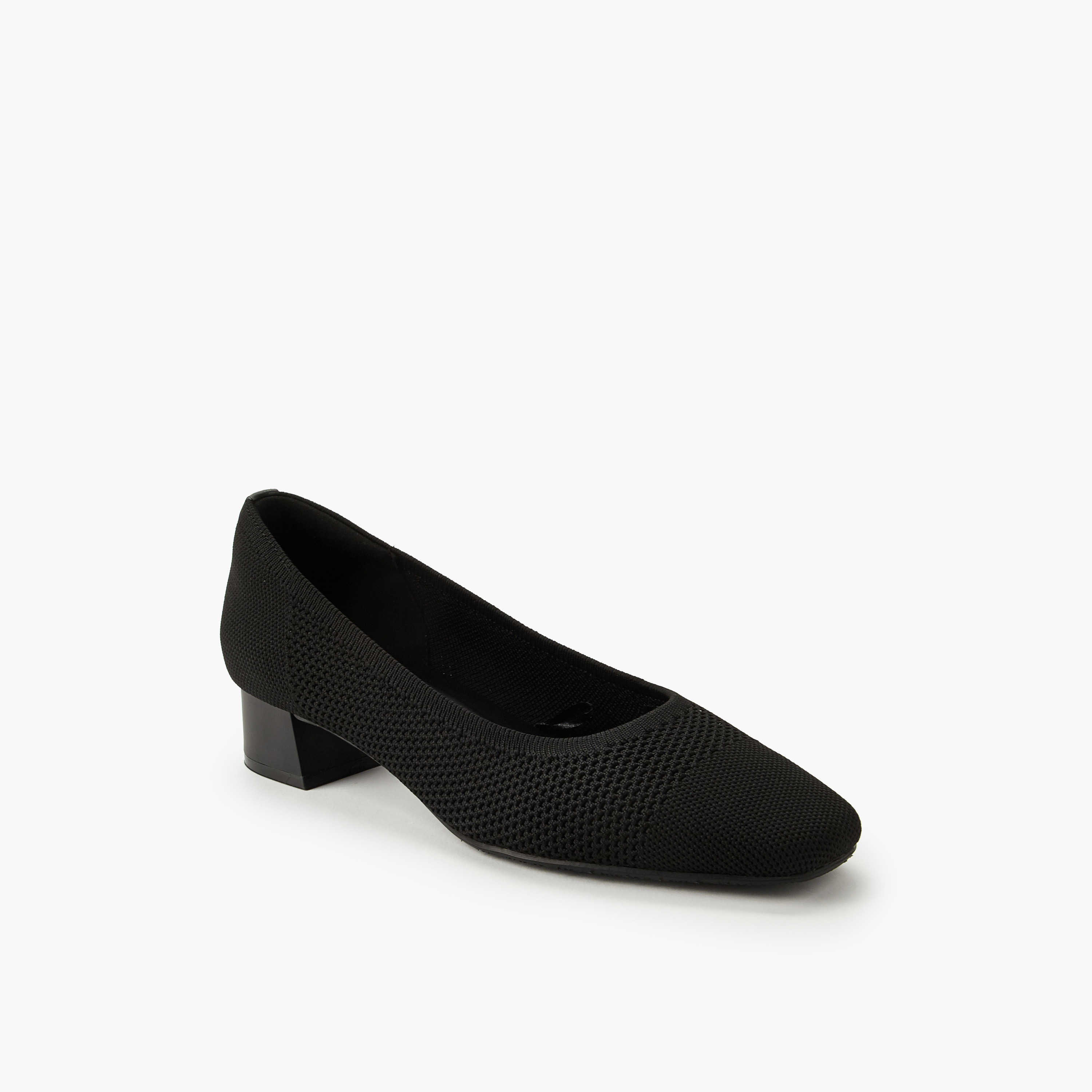 حذاء كلاسيكي شبكي مريح سهل الارتداء بارز الملمس بكعب سميك من لو كونفورت-women-shoes-heels-image-2
