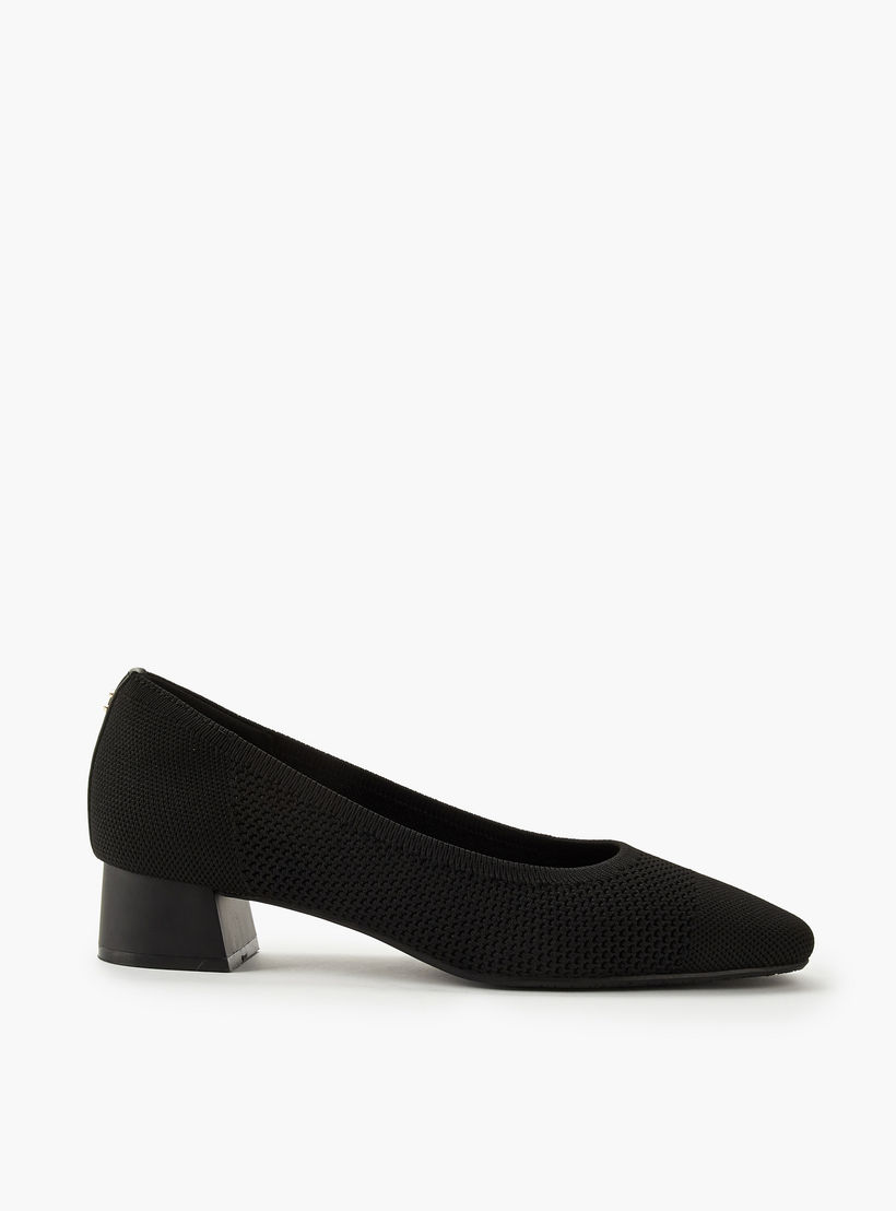 حذاء كلاسيكي شبكي مريح سهل الارتداء بارز الملمس بكعب سميك من لو كونفورت-women-shoes-heels-image-3