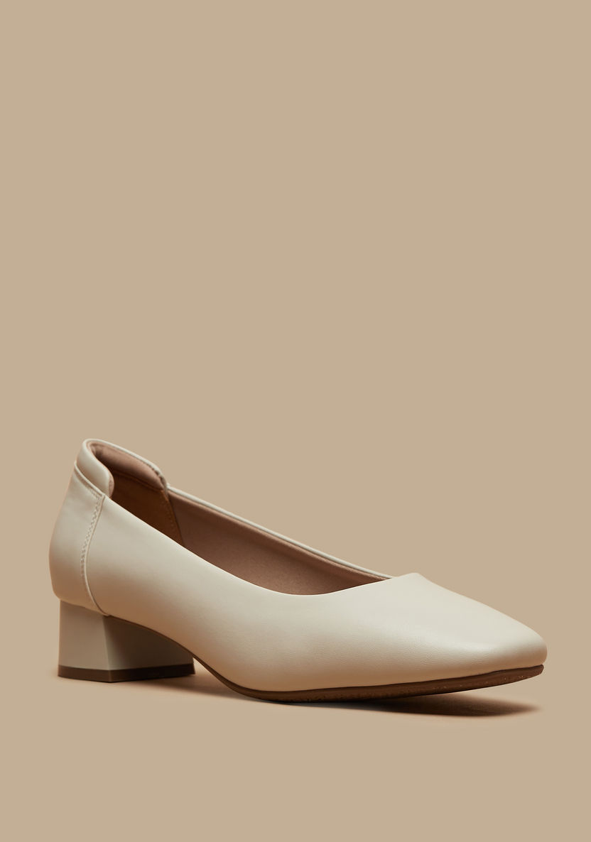 Le Confort Solid Slip-On Shoes with Block Heels-Women%27s Heel Shoes-image-1