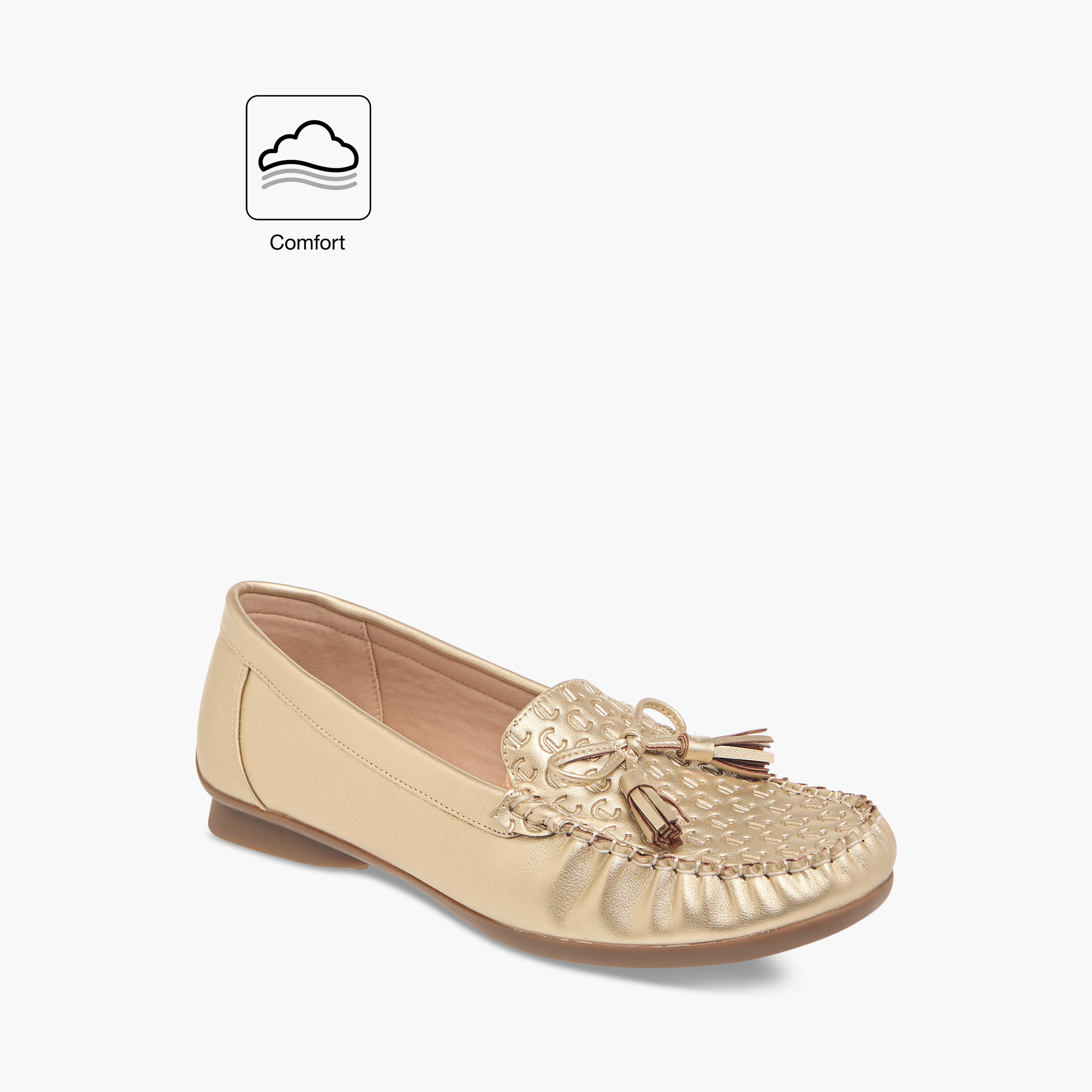 حذاء موكاسين سهل الارتداء مريح بزينة فيونكة من لو كونفورت-women-shoes-flats-loafers-image-2