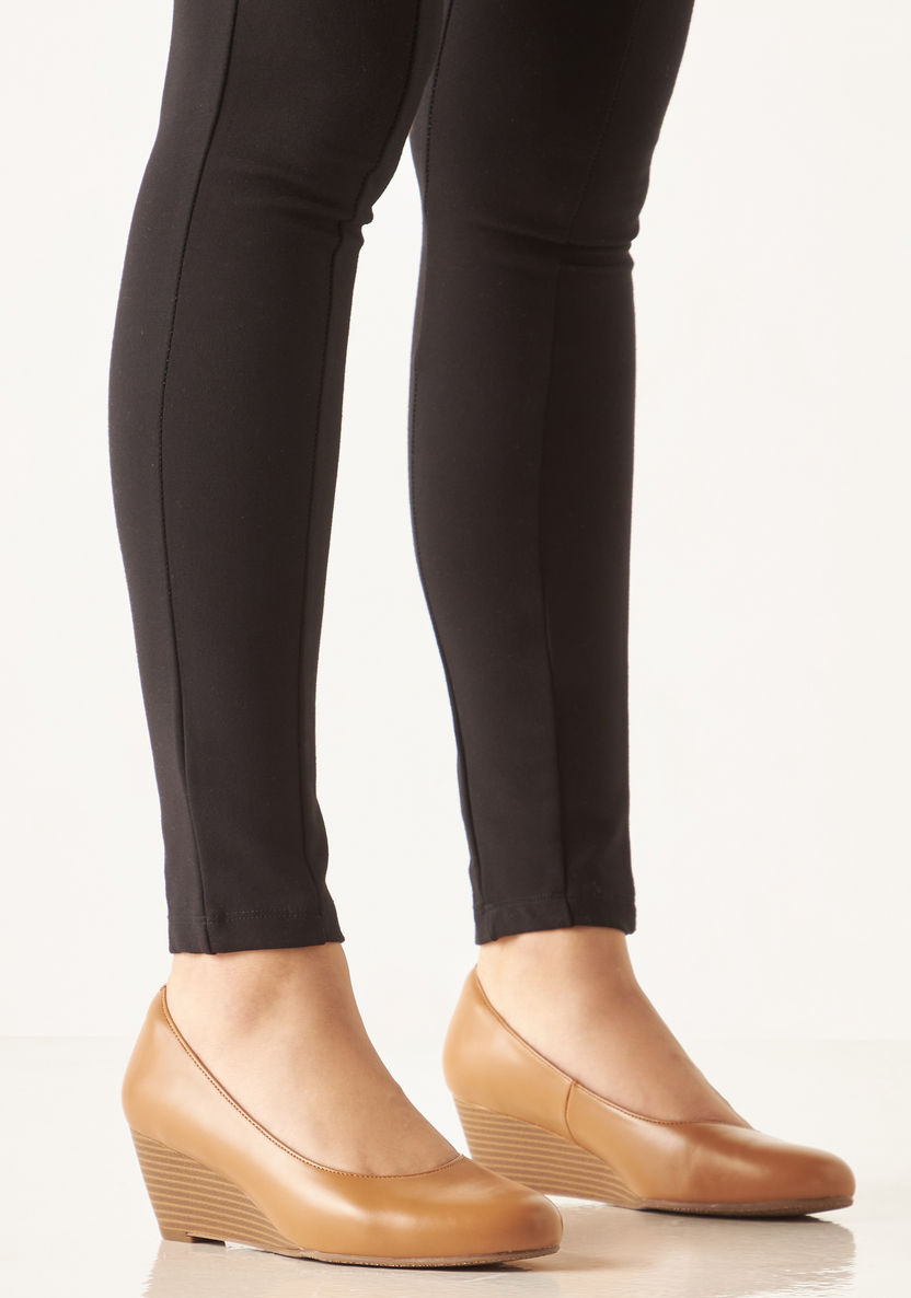 Le Confort Solid Slip-On Wedge Heels Shoes-Women%27s Heel Shoes-image-0