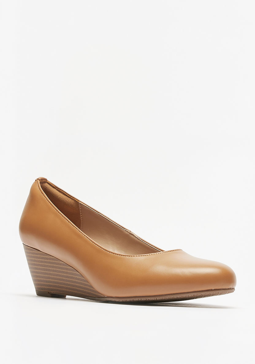 Le Confort Solid Slip-On Wedge Heels Shoes-Women%27s Heel Shoes-image-1