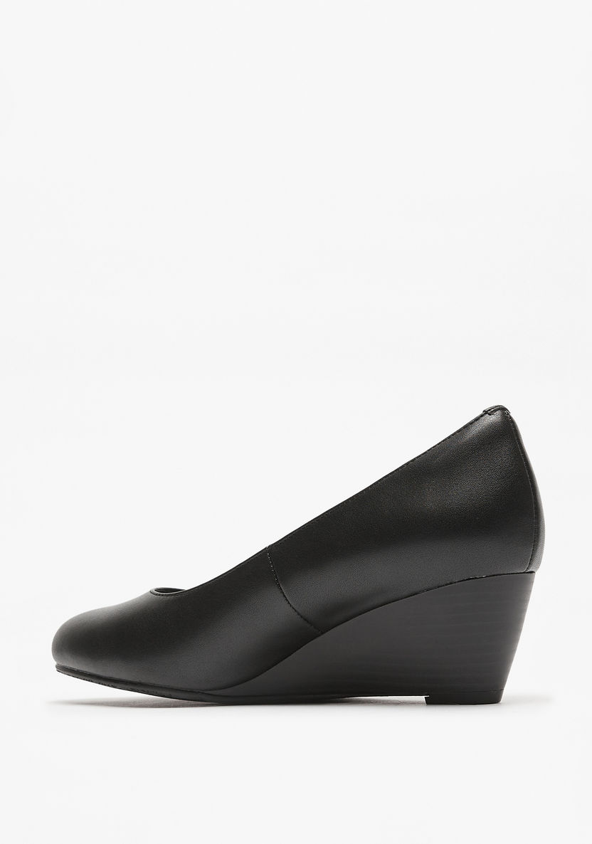 Le Confort Solid Slip-On Wedge Heels Shoes-Women%27s Heel Shoes-image-2