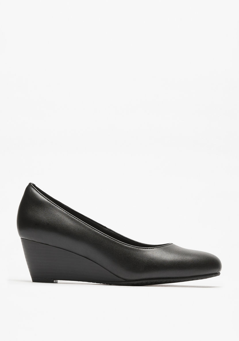 Le Confort Solid Slip-On Wedge Heels Shoes-Women%27s Heel Shoes-image-3