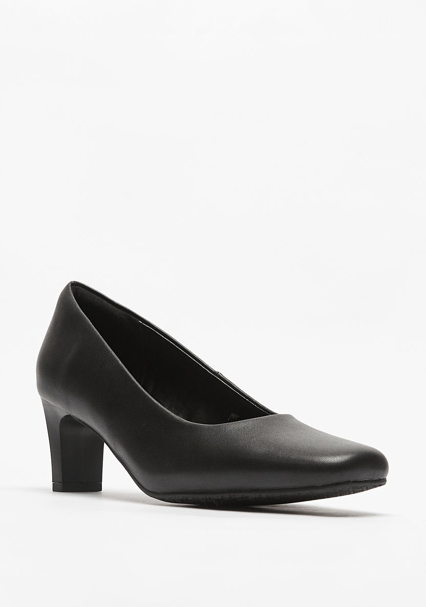 Le Confort Solid Slip-On Pumps with Block Heels-Women%27s Heel Shoes-image-1