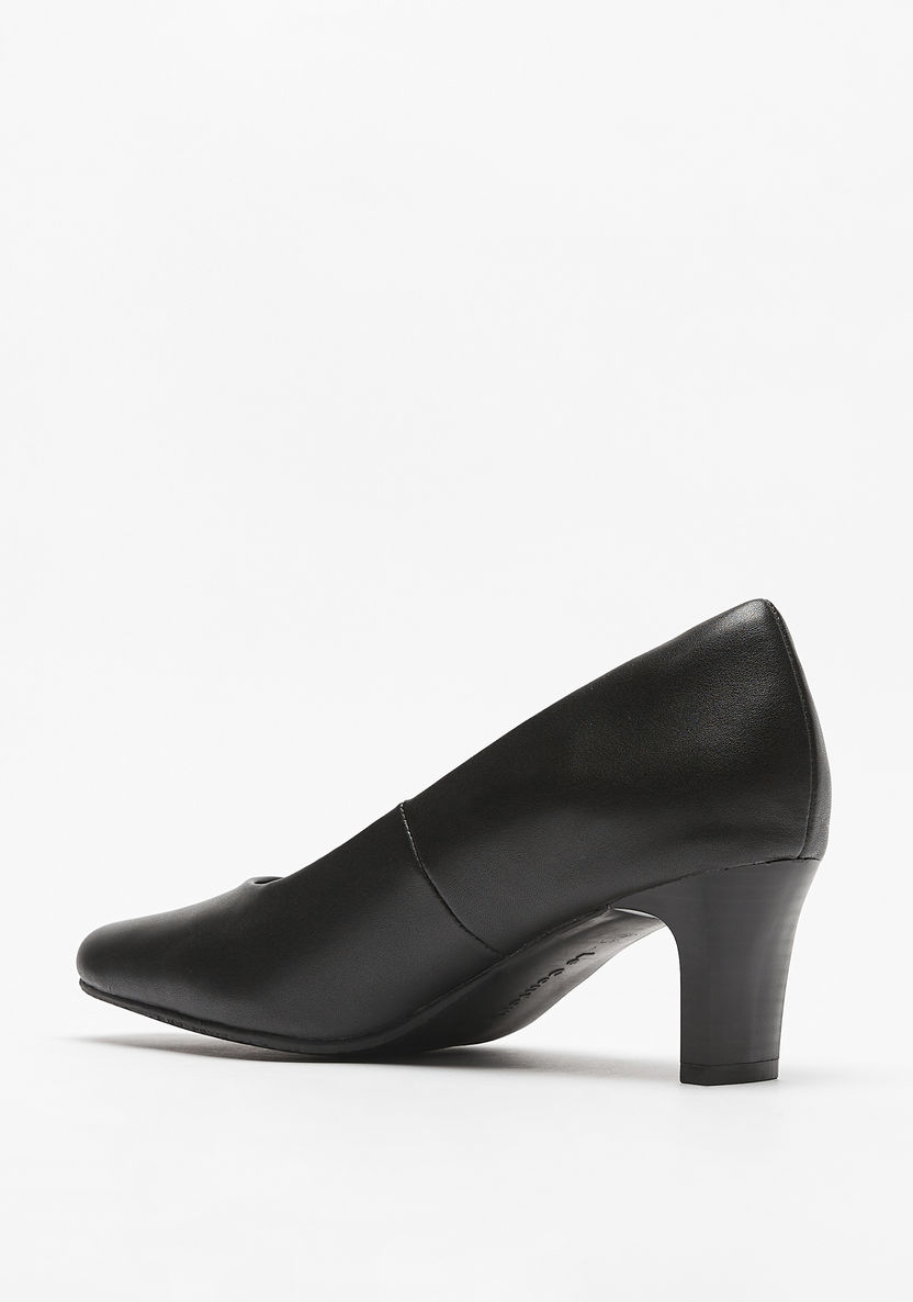 Le Confort Solid Slip-On Pumps with Block Heels-Women%27s Heel Shoes-image-2