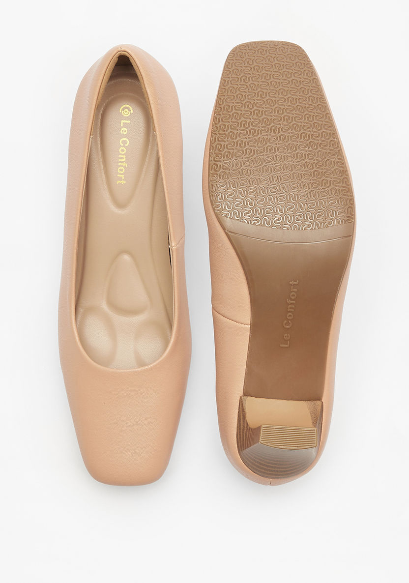 Le Confort Solid Slip-On Pumps with Block Heels-Women%27s Heel Shoes-image-4