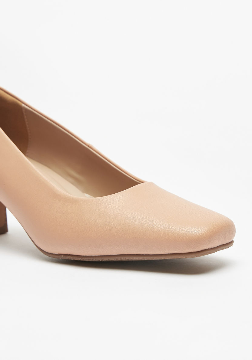 Le Confort Solid Slip-On Pumps with Block Heels-Women%27s Heel Shoes-image-6