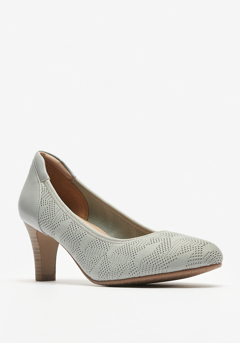 Le Confort Textured Slip-On Pumps with Stiletto Heels-Women%27s Heel Shoes-image-1
