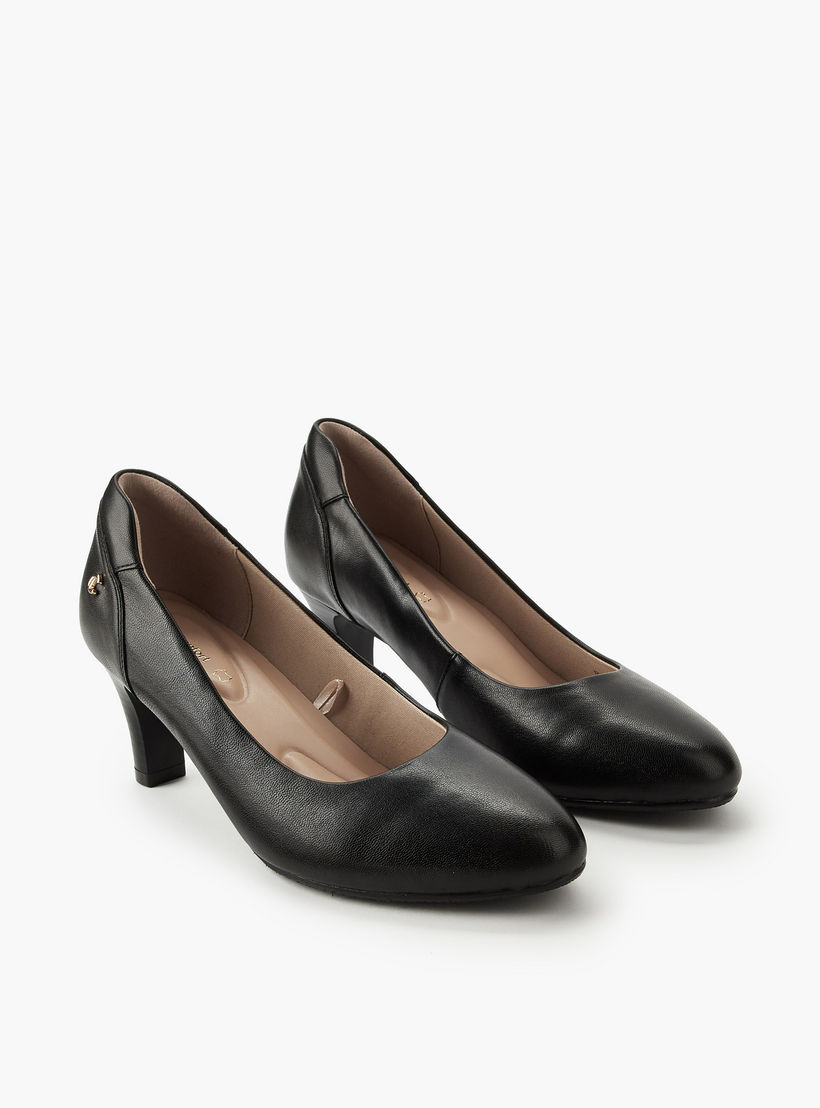 Le Confort Solid Pointed Toe Leather Pumps with Block Heels-women-shoes-heels-image-1