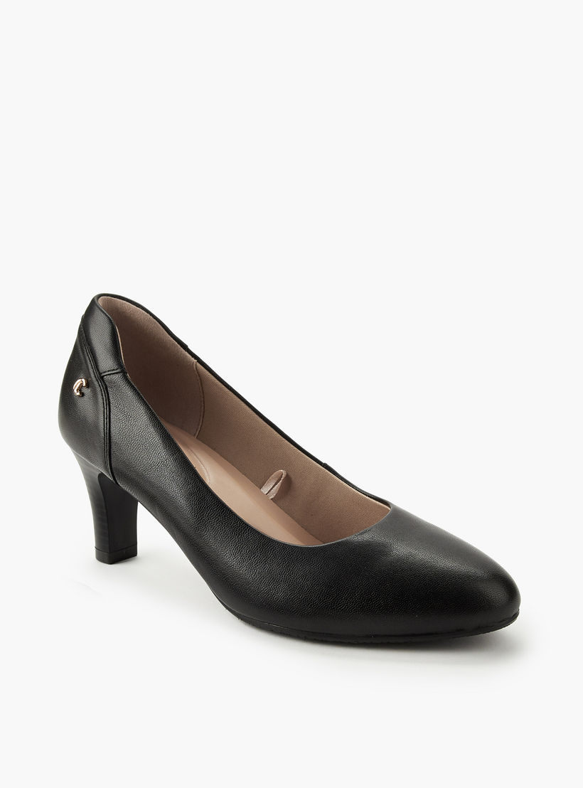 Le Confort Solid Pointed Toe Leather Pumps with Block Heels-women-shoes-heels-image-2