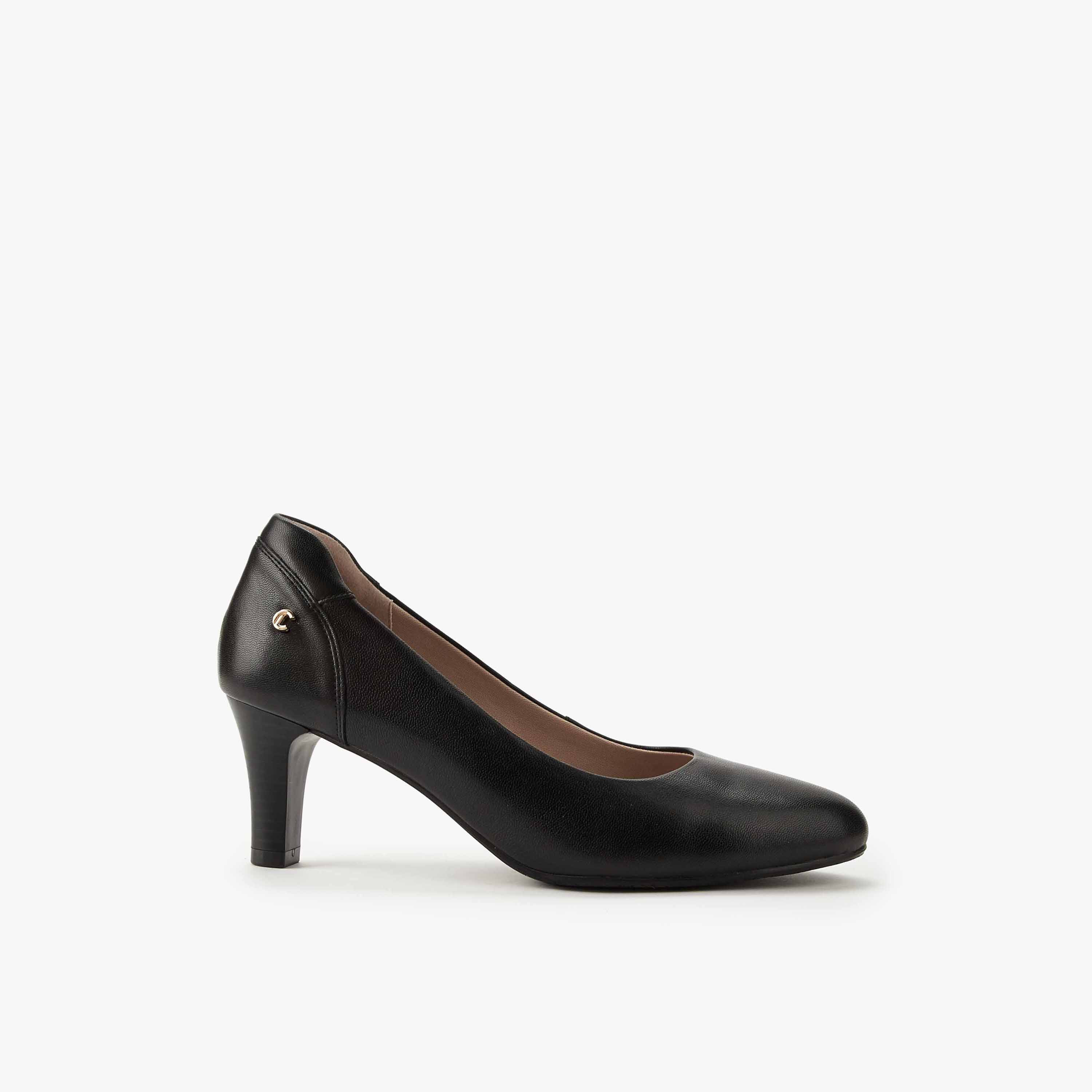 Le Confort Solid Pointed Toe Leather Pumps with Block Heels-women-shoes-heels-image-3
