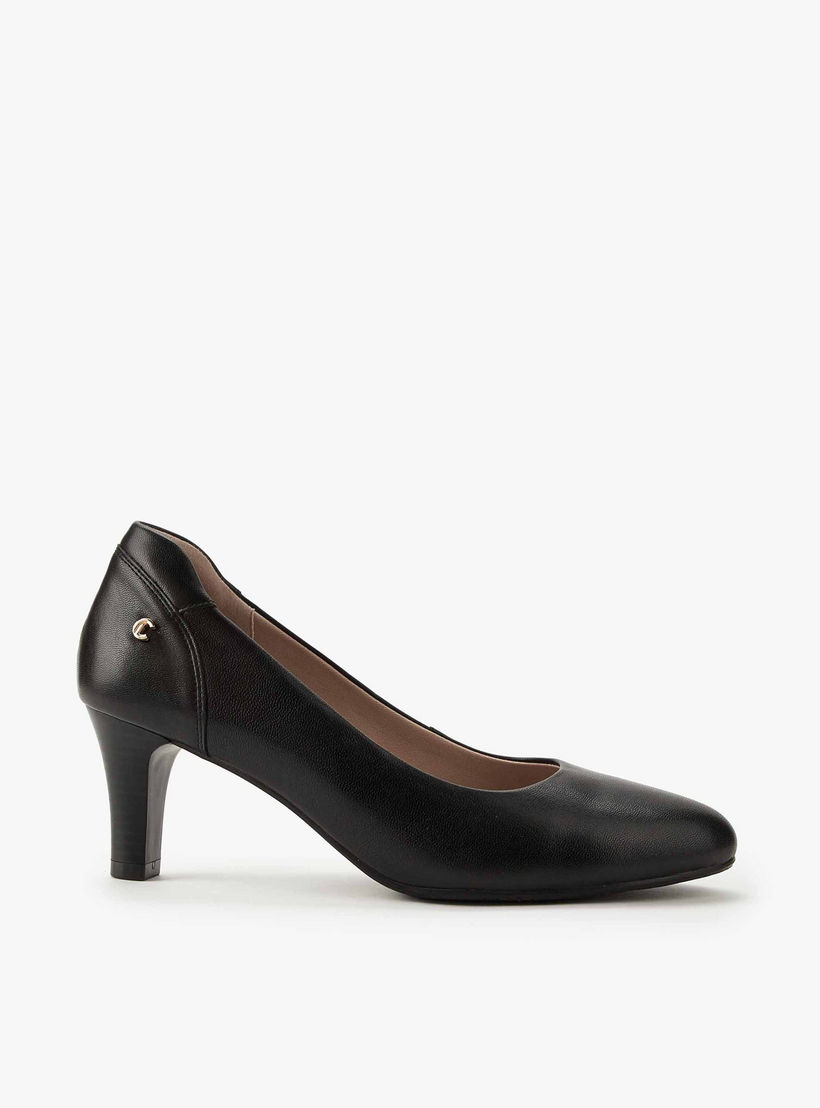 Le Confort Solid Pointed Toe Leather Pumps with Block Heels-women-shoes-heels-image-3