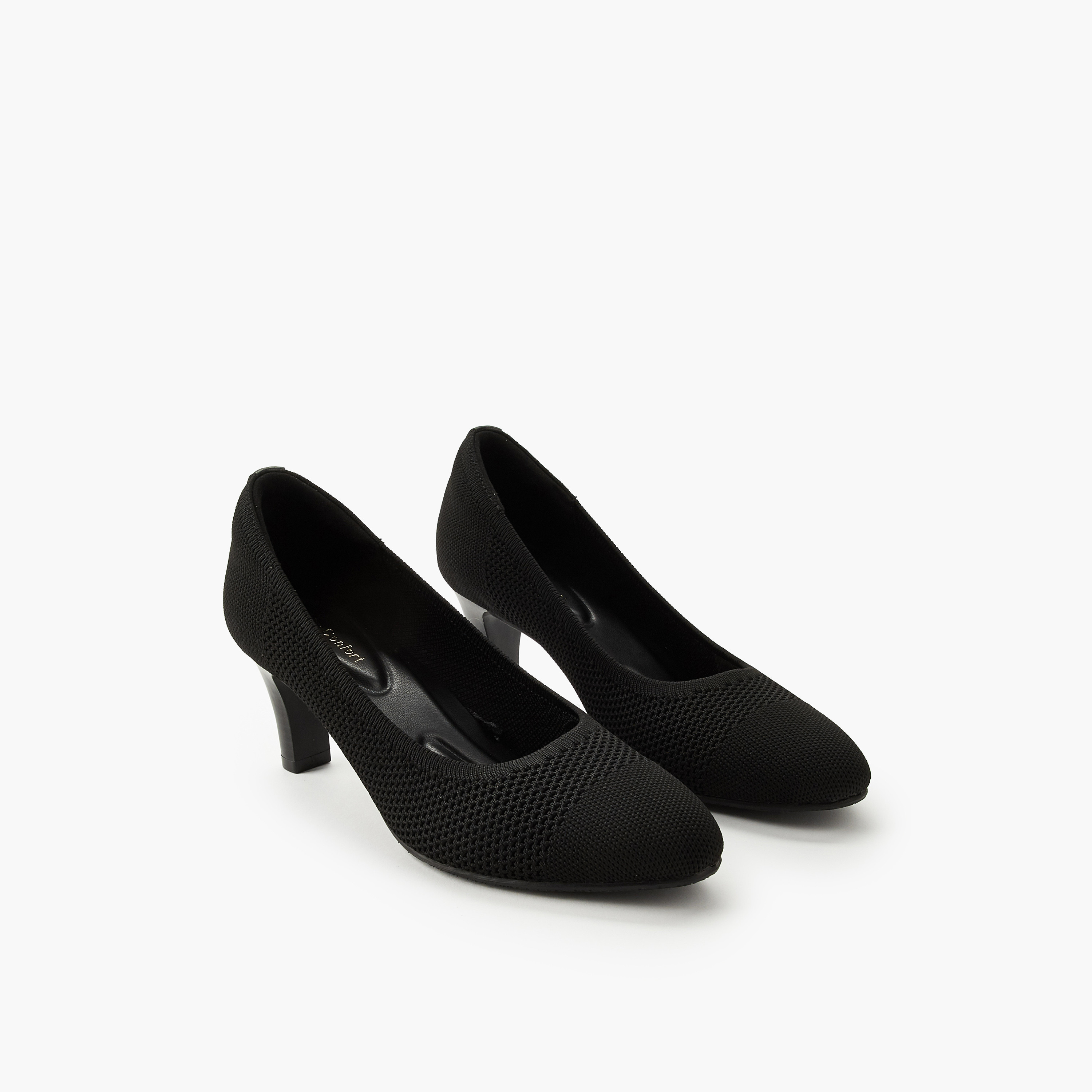 حذاء كلاسيكي فلاي نيت سهل الارتداء بارز الملمس بكعب مخروطي من لو كونفورت-women-shoes-heels-image-1