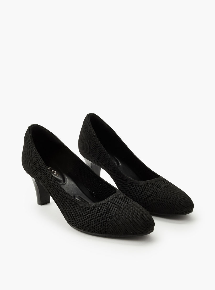 حذاء كلاسيكي فلاي نيت سهل الارتداء بارز الملمس بكعب مخروطي من لو كونفورت-women-shoes-heels-image-1