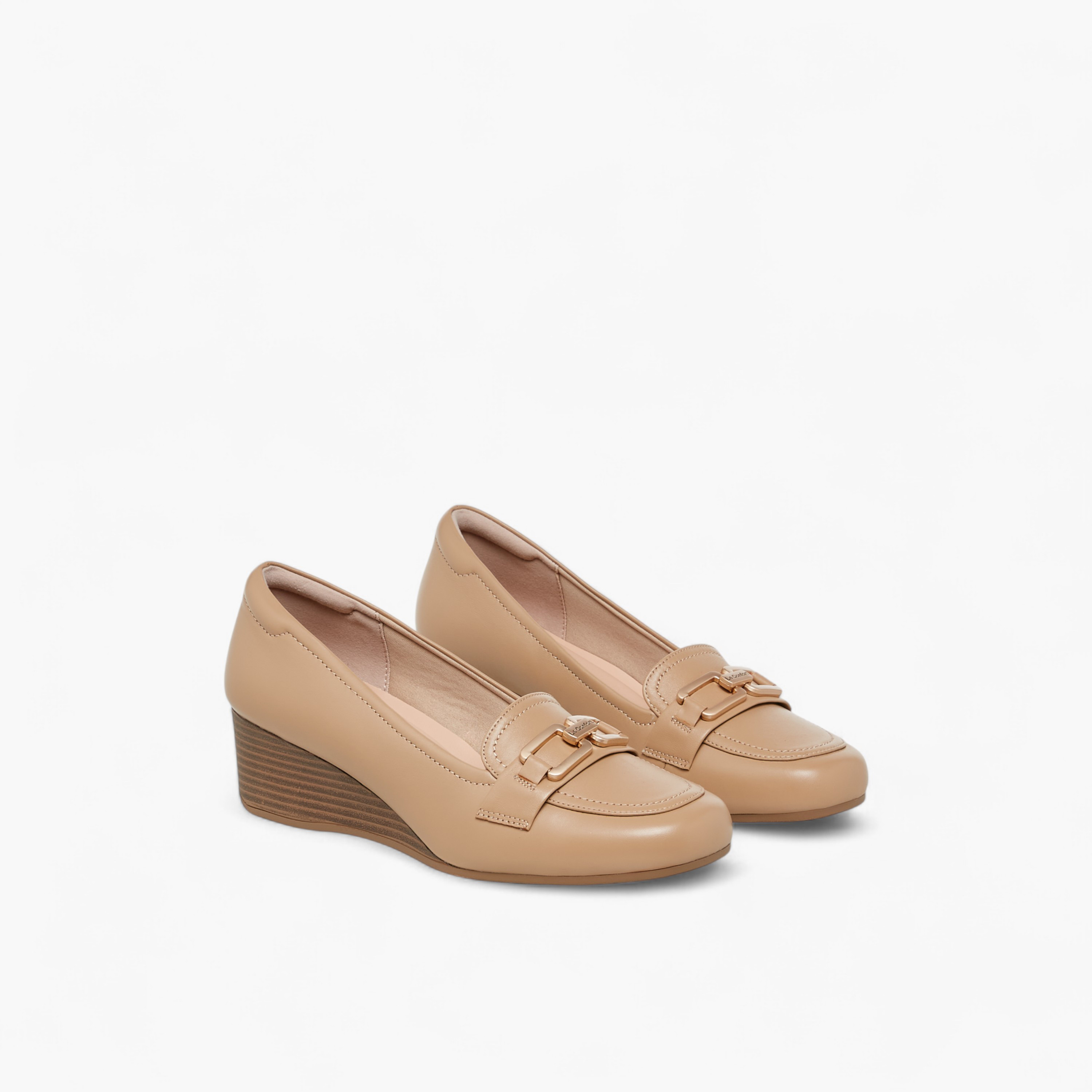 Le Confort Metal Accent Slip-On Loafers with Wedge Heel-women-shoes-heels-image-1