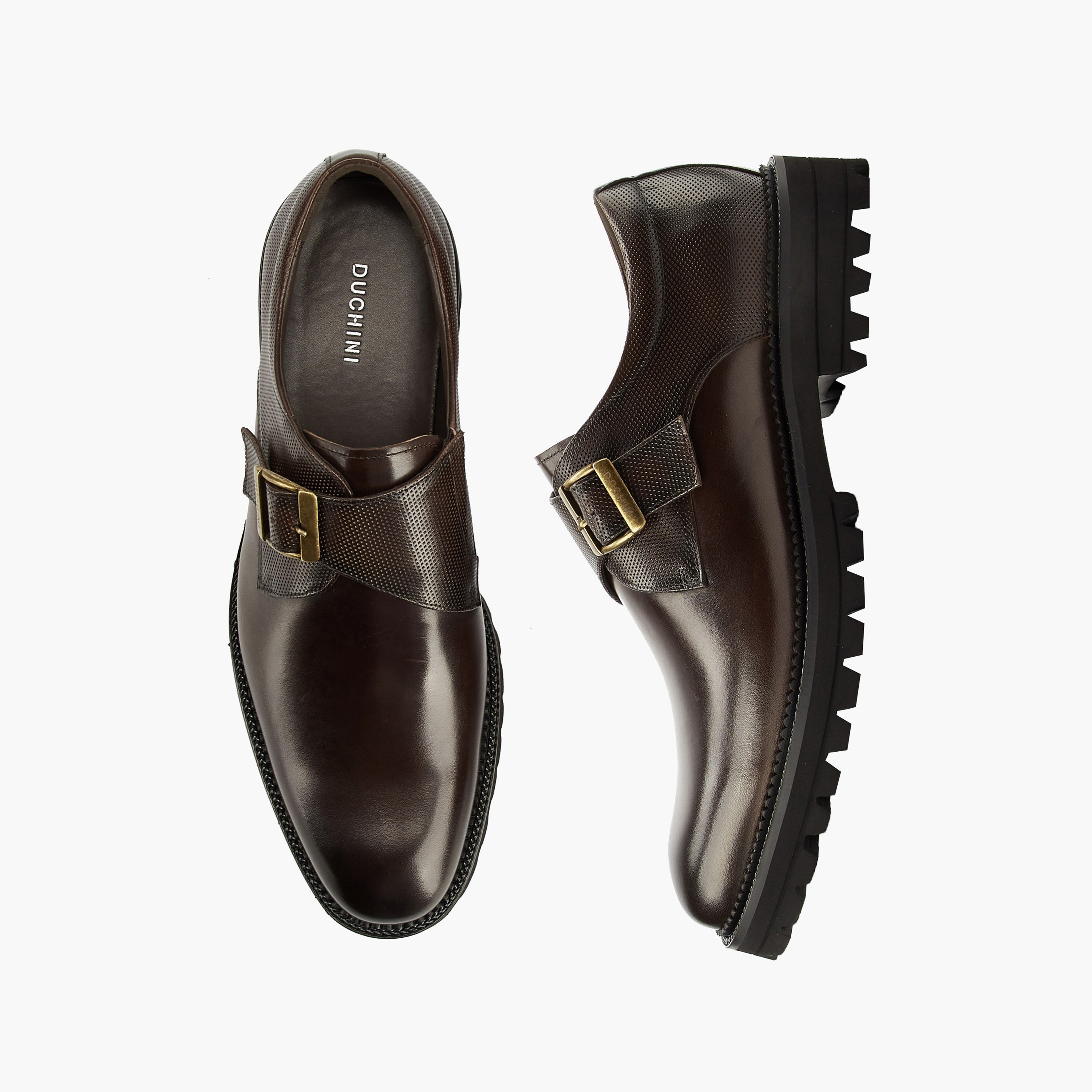 Duchini Men's Leather Solid Monk Shoes with Buckle Accent-men-shoes-formalshoes-image-1