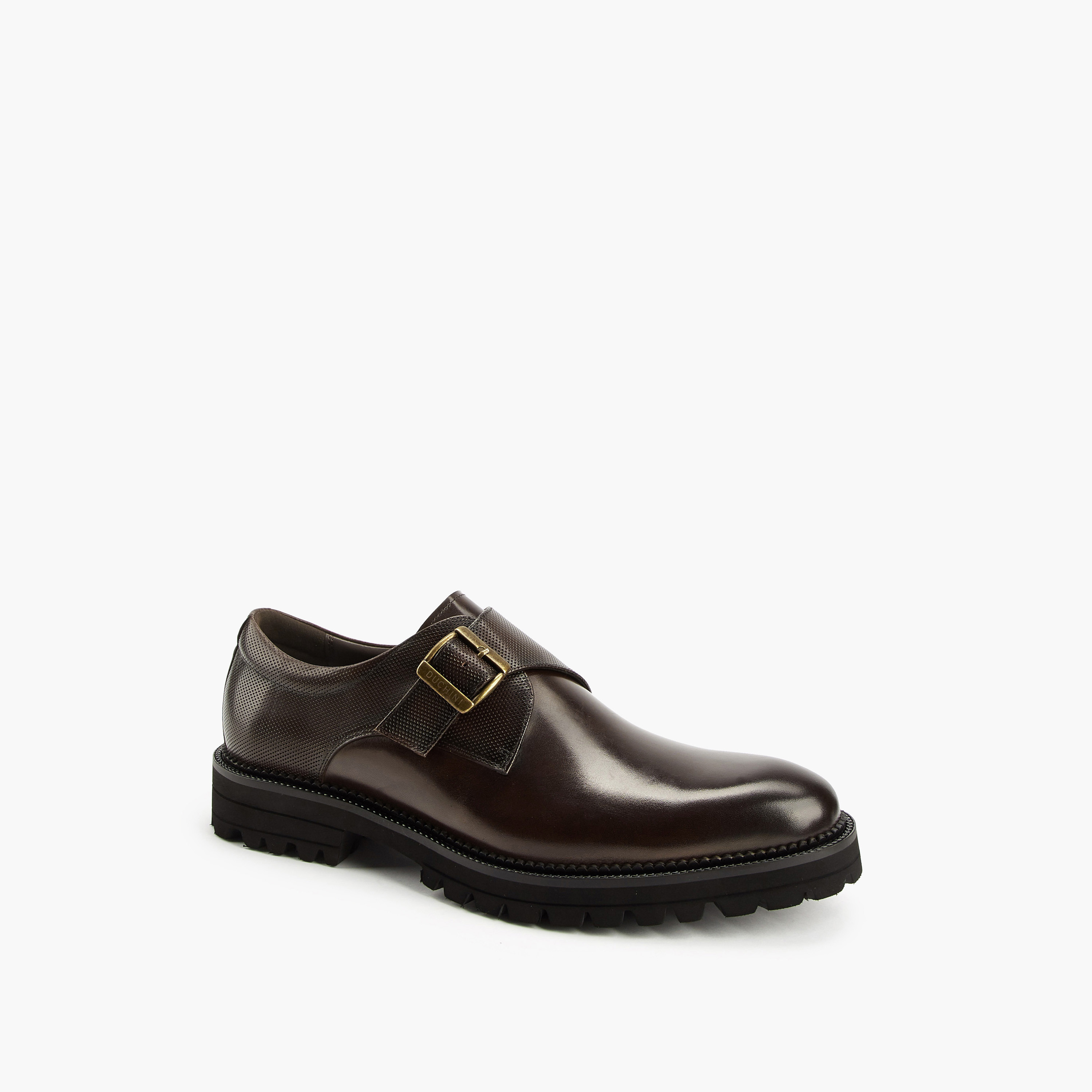 Duchini Men's Leather Solid Monk Shoes with Buckle Accent-men-shoes-formalshoes-image-3