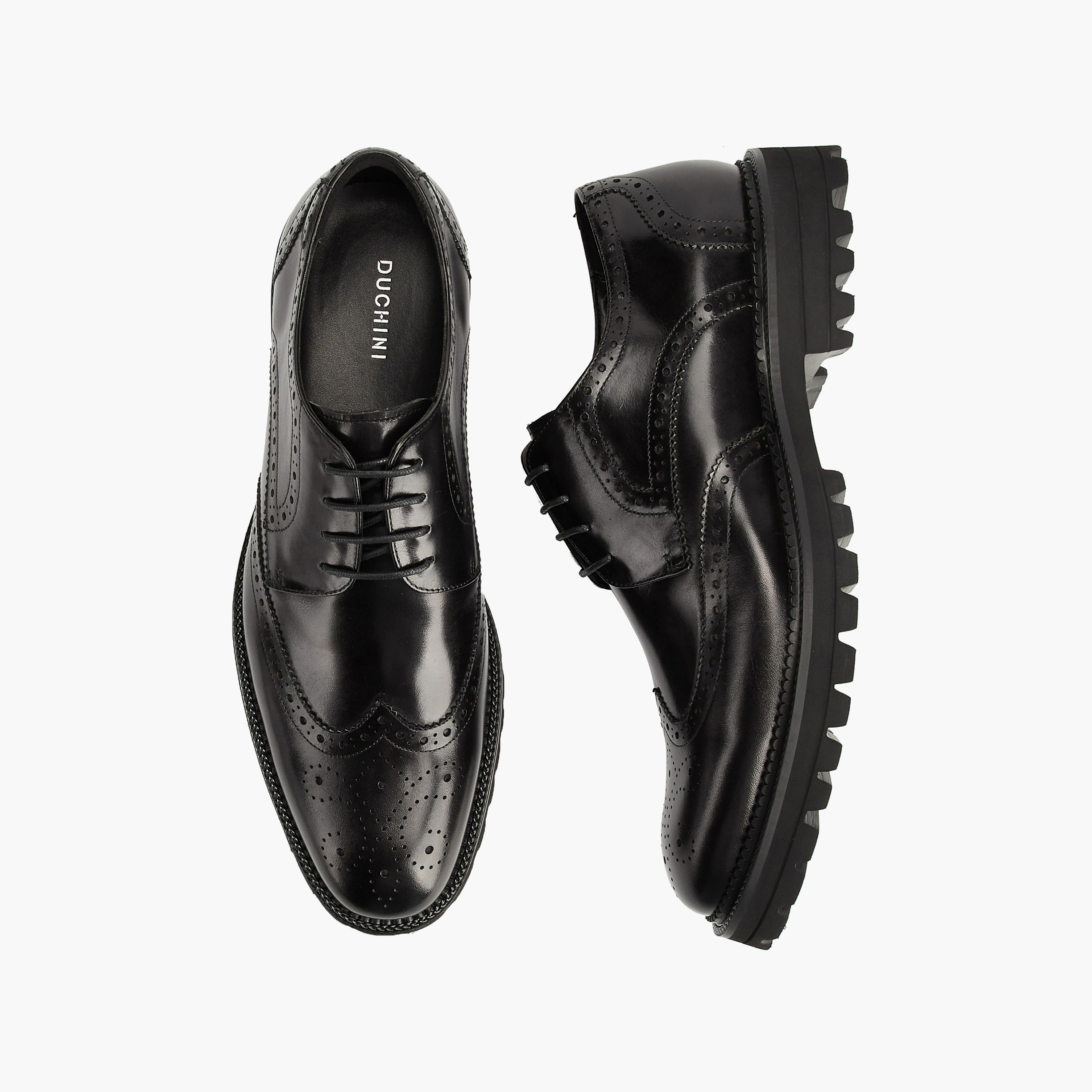 Duchini Men's Leather Textured Lace-Up Derby Shoes-men-shoes-formalshoes-image-1