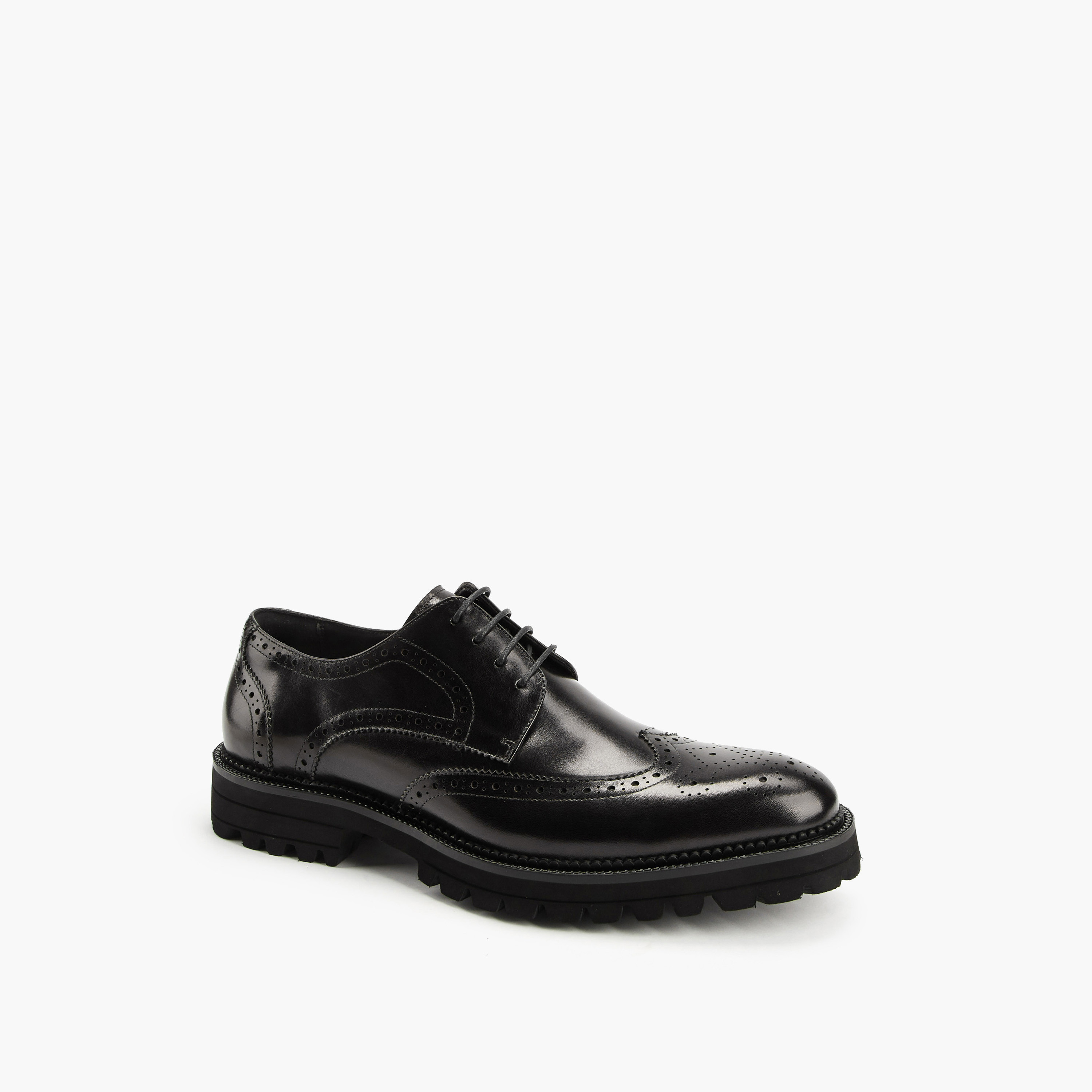 Duchini Men's Leather Textured Lace-Up Derby Shoes-men-shoes-formalshoes-image-3