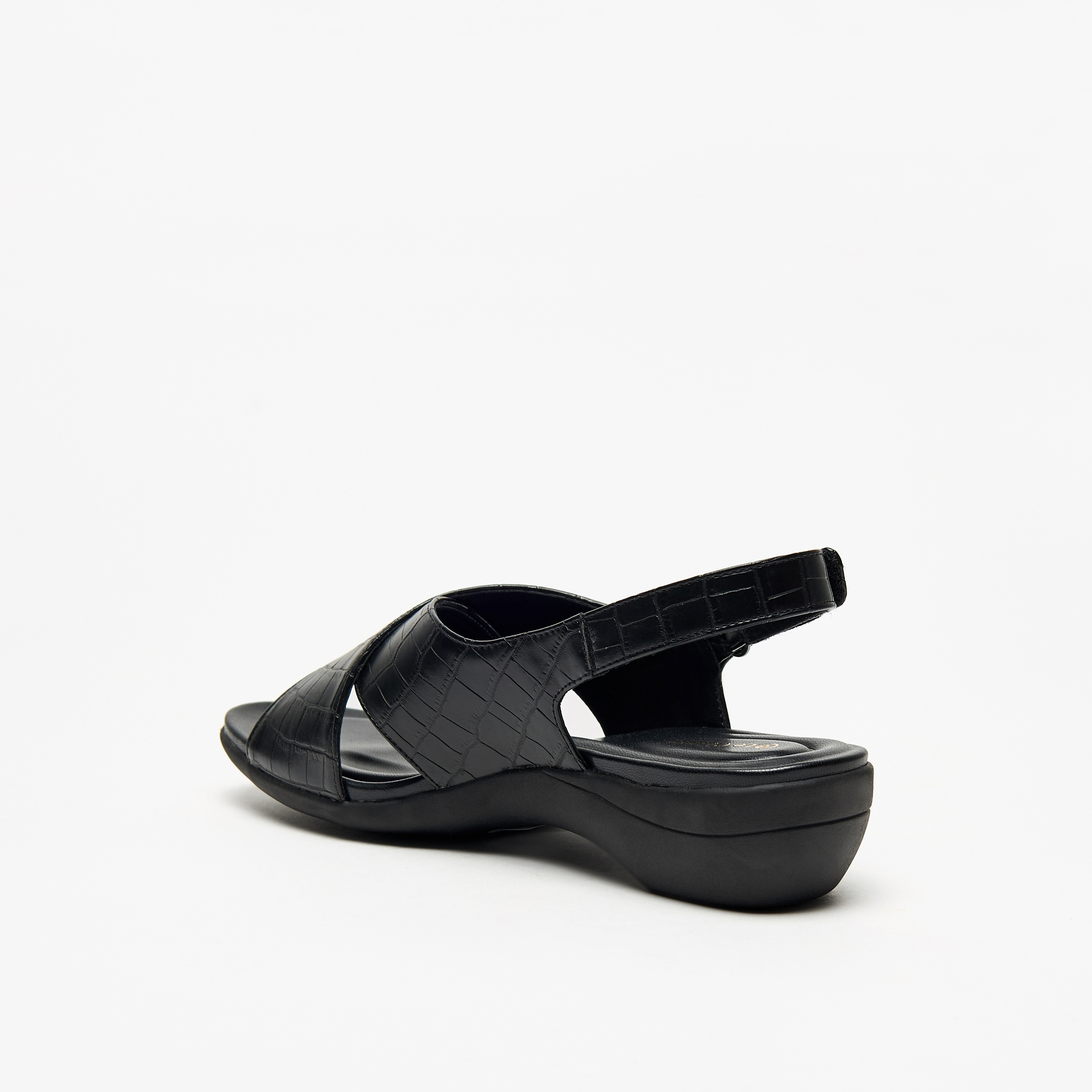 Le Confort Women's Textured Cross-Strap Sandals with Hook and Loop Closure-women-shoes-sandals-heeled-image-2