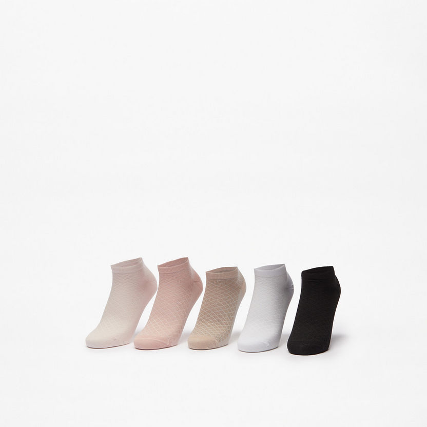 Celeste Textured Ankle Length Socks - Set of 5-Women%27s Socks-image-0