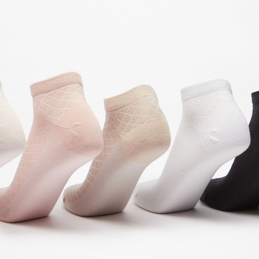 Celeste Textured Ankle Length Socks - Set of 5-Women%27s Socks-image-1