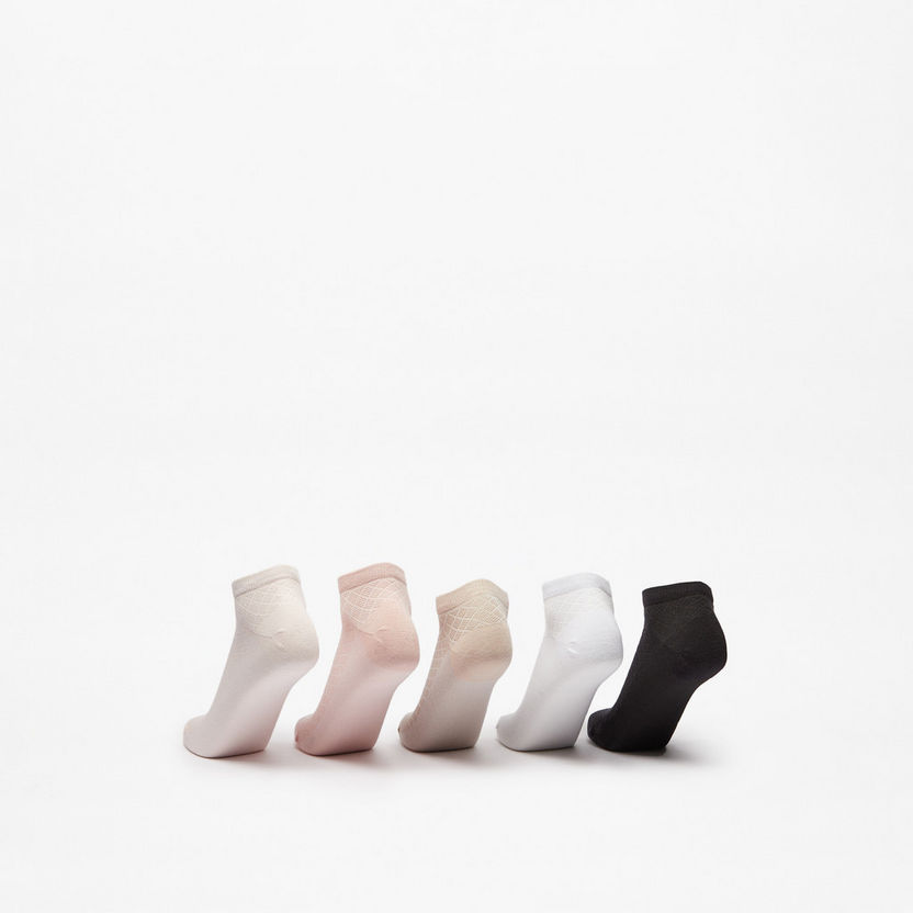 Celeste Textured Ankle Length Socks - Set of 5-Women%27s Socks-image-2