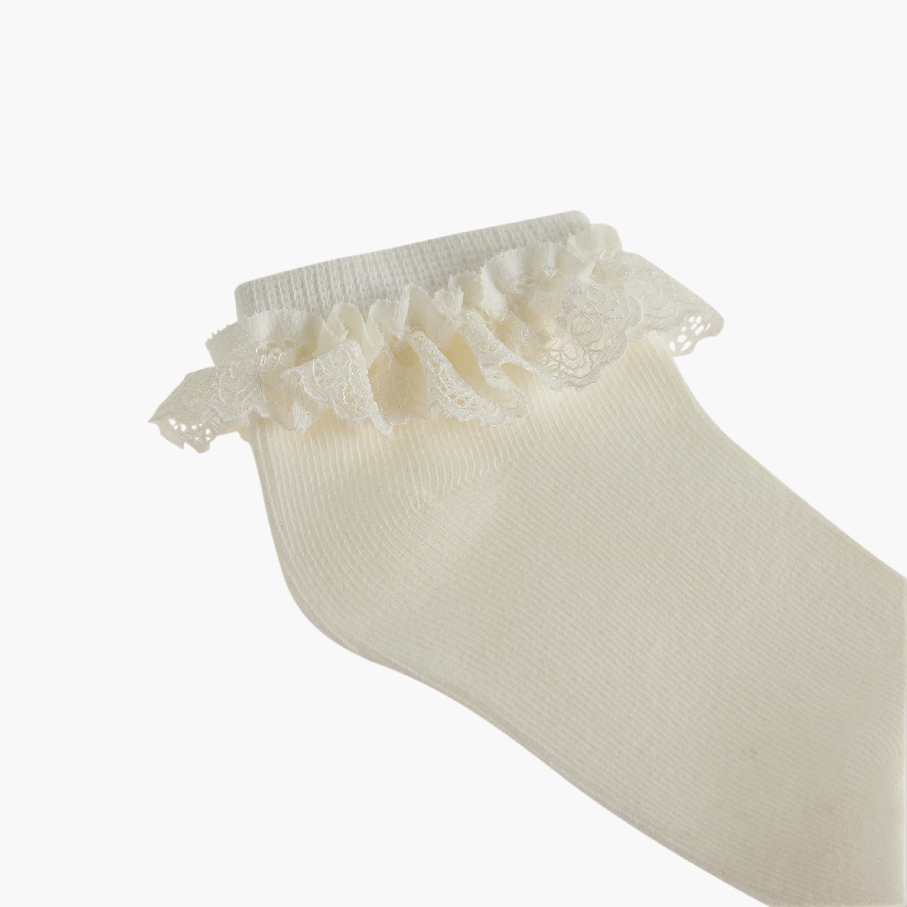 طقم جوارب مضلعة بطول الكاحل 3 أزواج بدون تيري من ليتل ميسي-girls-accessories-socks-image-3
