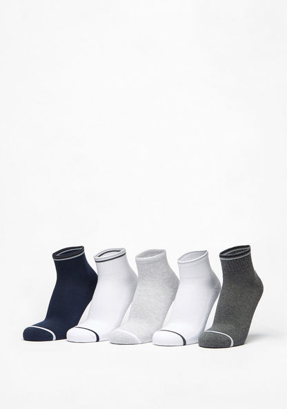 Textured Ankle Length Sports Socks - Set of 5-Men%27s Socks-image-0