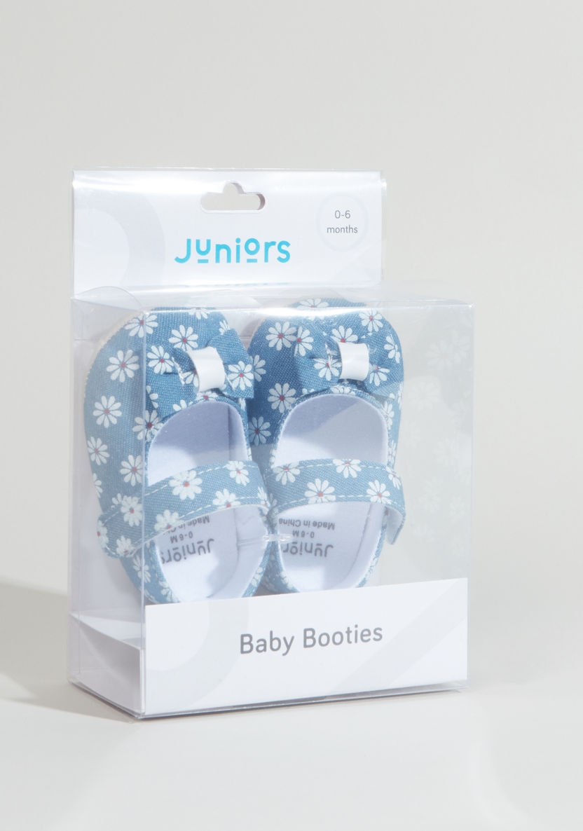 Juniors Printed Baby Booties with Ribbon Applique-Casual-image-0