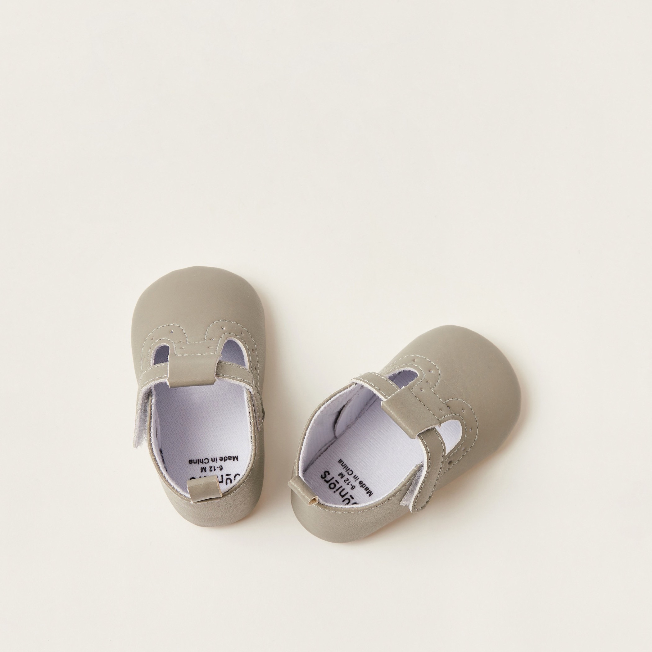 Juniors Stitch Detail Shoes with Hook and Loop Closure-baby-boys-shoes-closedshoes-image-1