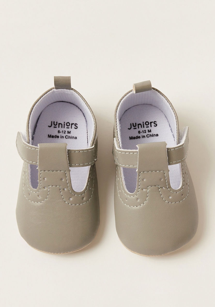 Juniors Stitch Detail Shoes with Hook and Loop Closure-Casual-image-4