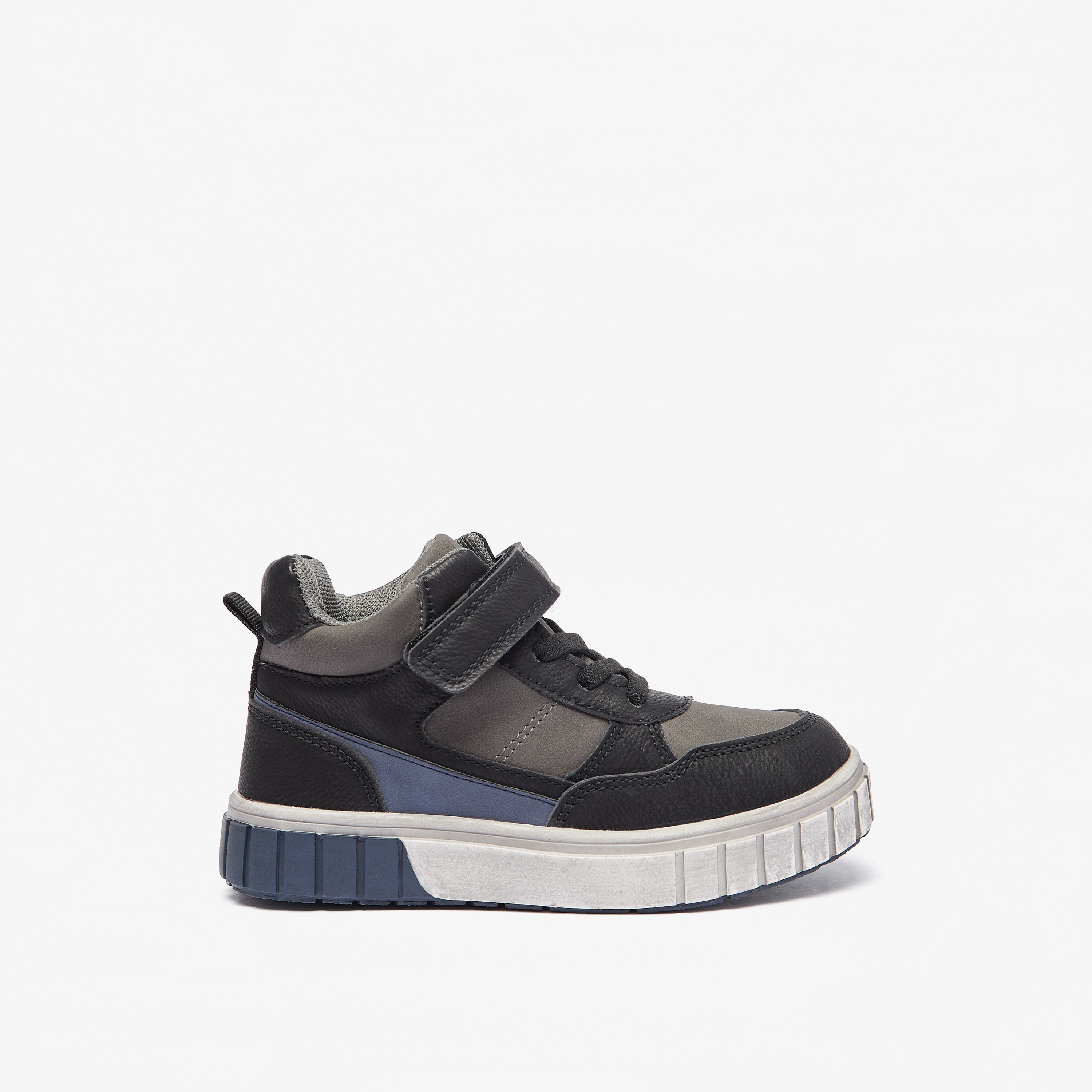 LBL by Shoexpress Panelled High Cut Sneakers with Hook and Loop Closure-boys-shoes-sneakers-image-3