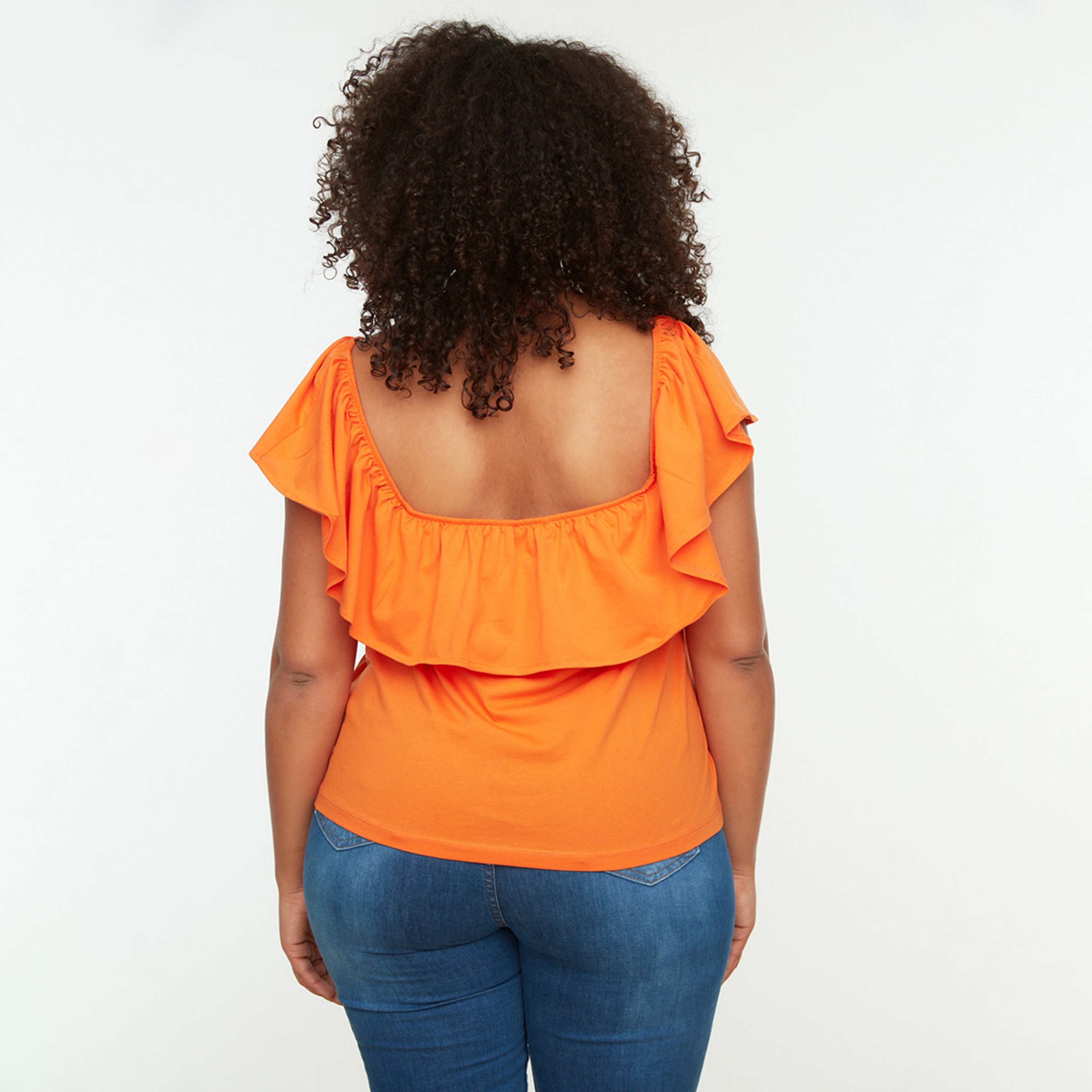 توب ترينديول نسائي بلون برتقالي سادة برقبة مربعة-women-clothing-shirtsandblouses-blouses-image-5
