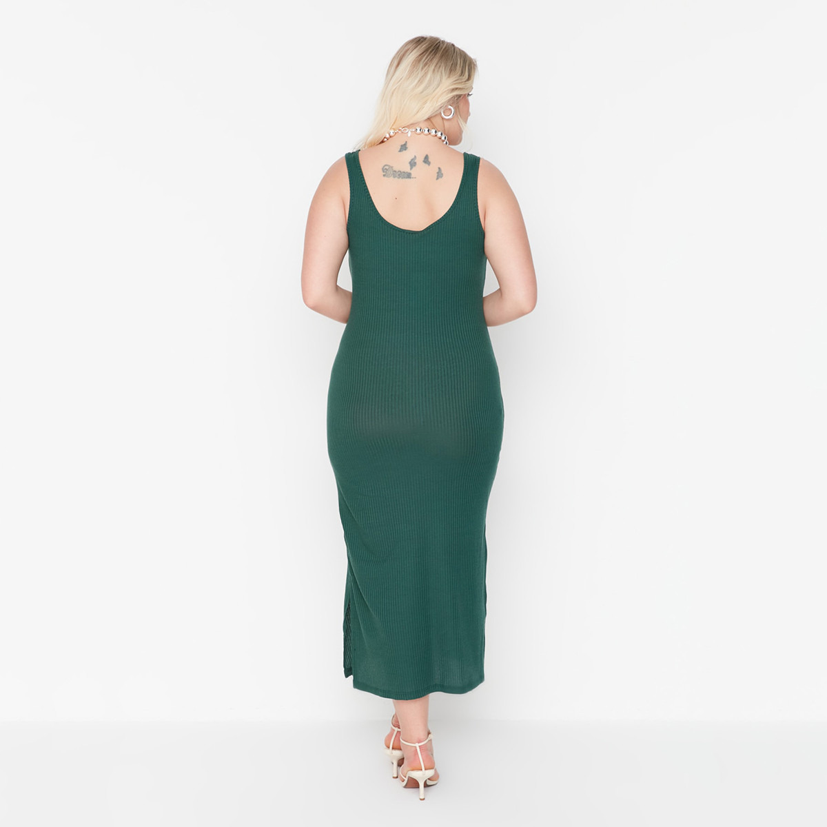 فستان ترينديول من ميدي بفتح ربط أمامي مع مضلع بلون أخضر للنساء-women-clothing-dresses-image-5