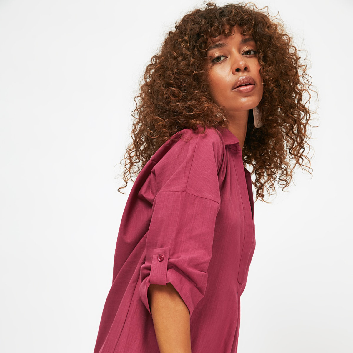 Trendyol Women Purple Solid Collared Neck Midi Beach Dress-women-clothing-dresses-image-2