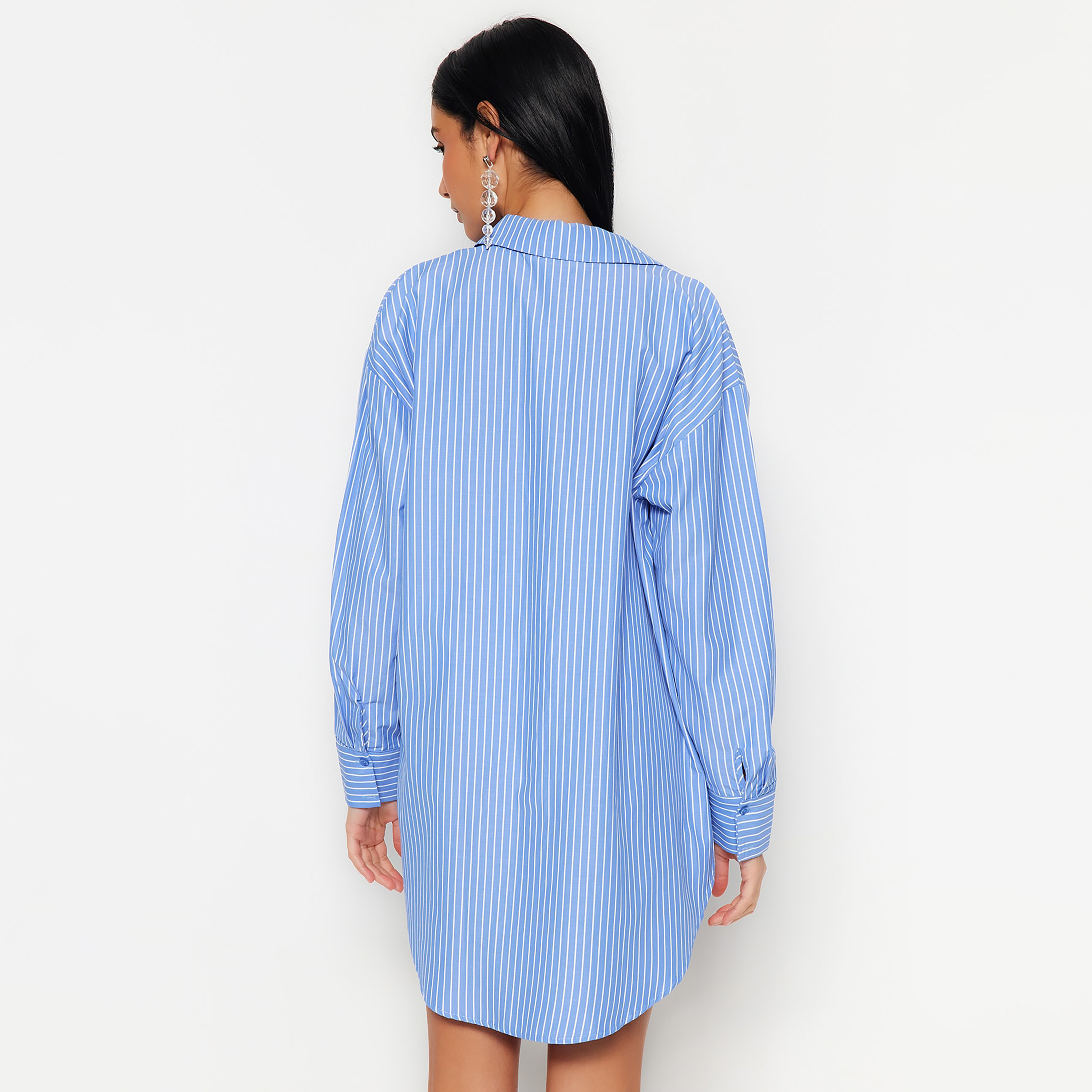 قميص حريمي مخطط بياقة وأكمام ساقطة من ترينديول ميلا-women-clothing-shirtsandblouses-shirts-image-3