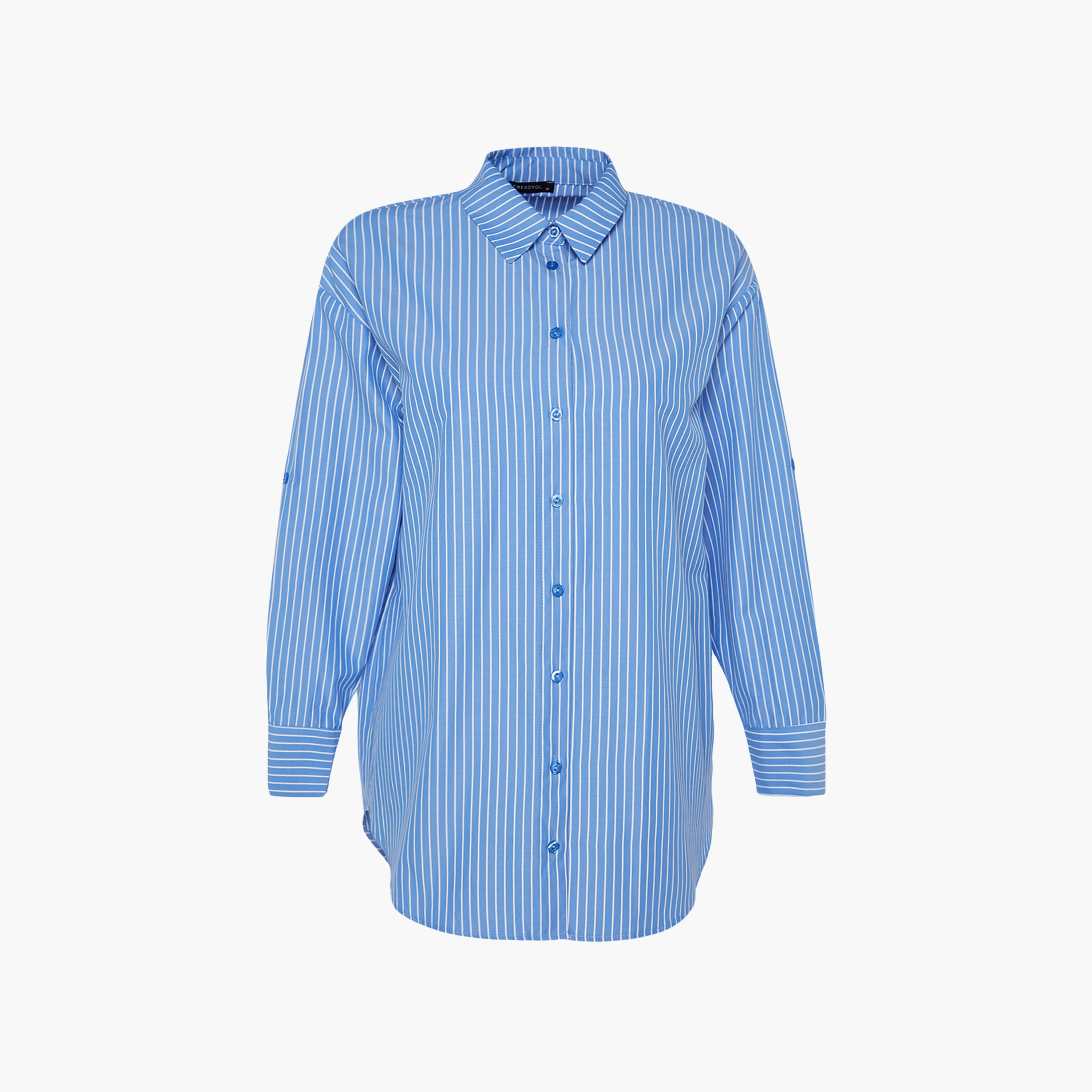 قميص حريمي مخطط بياقة وأكمام ساقطة من ترينديول ميلا-women-clothing-shirtsandblouses-shirts-image-8