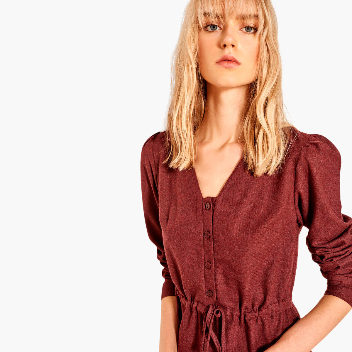 Buy Trendyol Plain A-line Mini Dress with Front Knot Styling Online ...