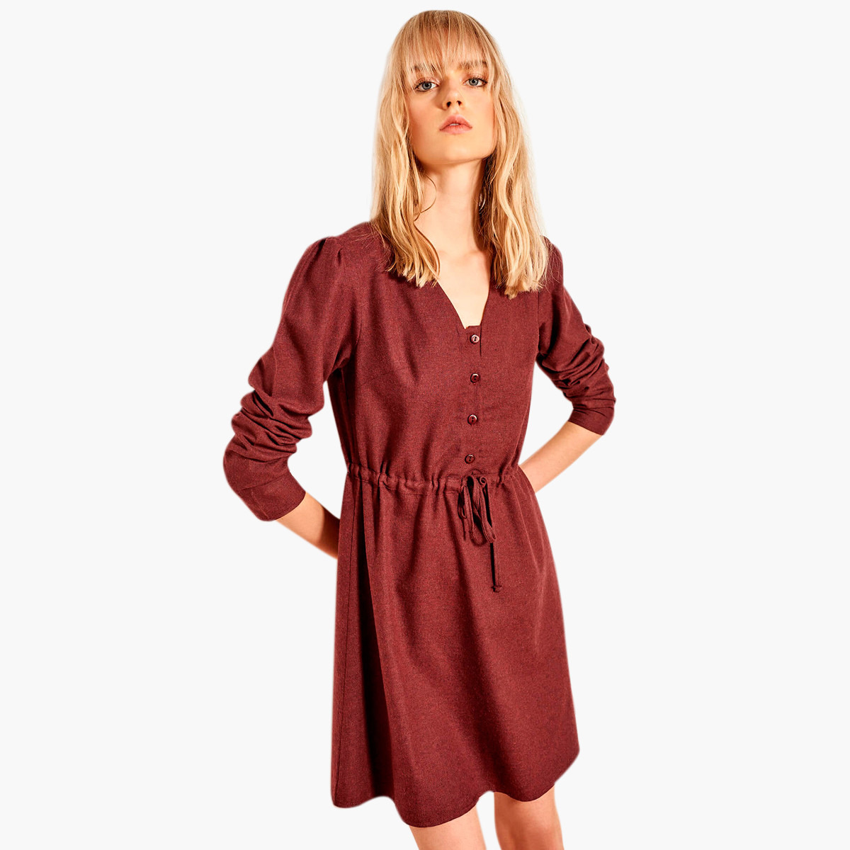 Buy Trendyol Plain A-line Mini Dress with Front Knot Styling Online ...