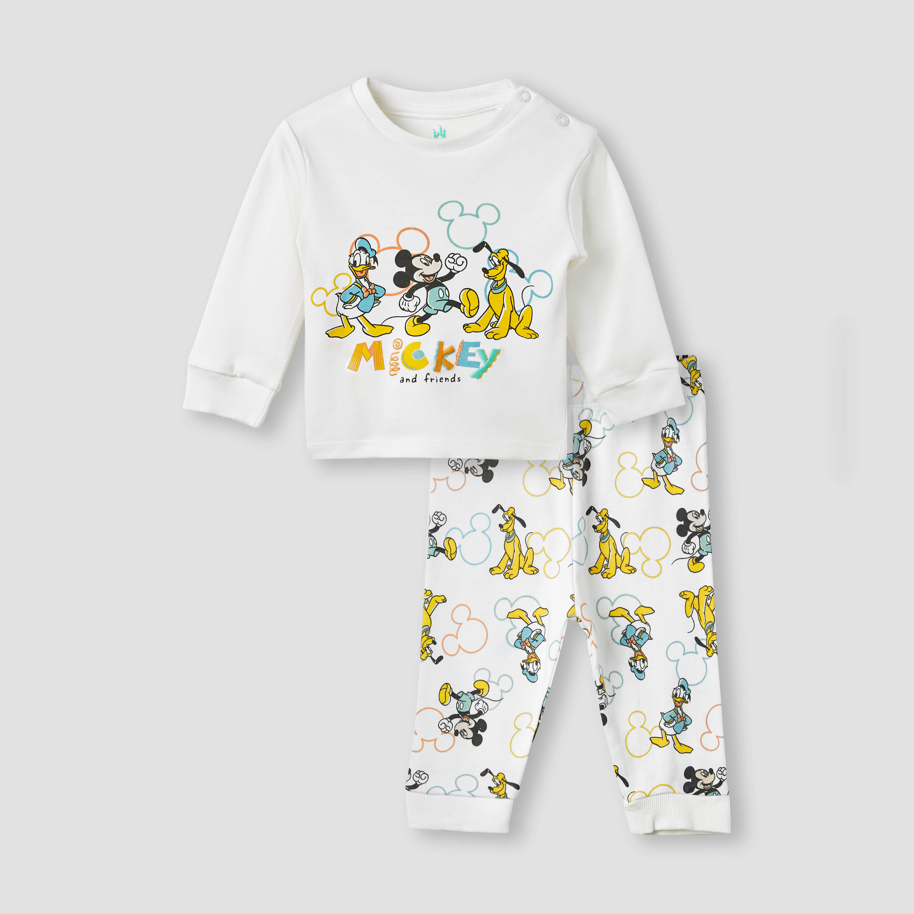 Disney Mickey and Friends Print T-shirt and Pyjama Set-baby-boys-clothing-nightwear-pyjamasets-image-1