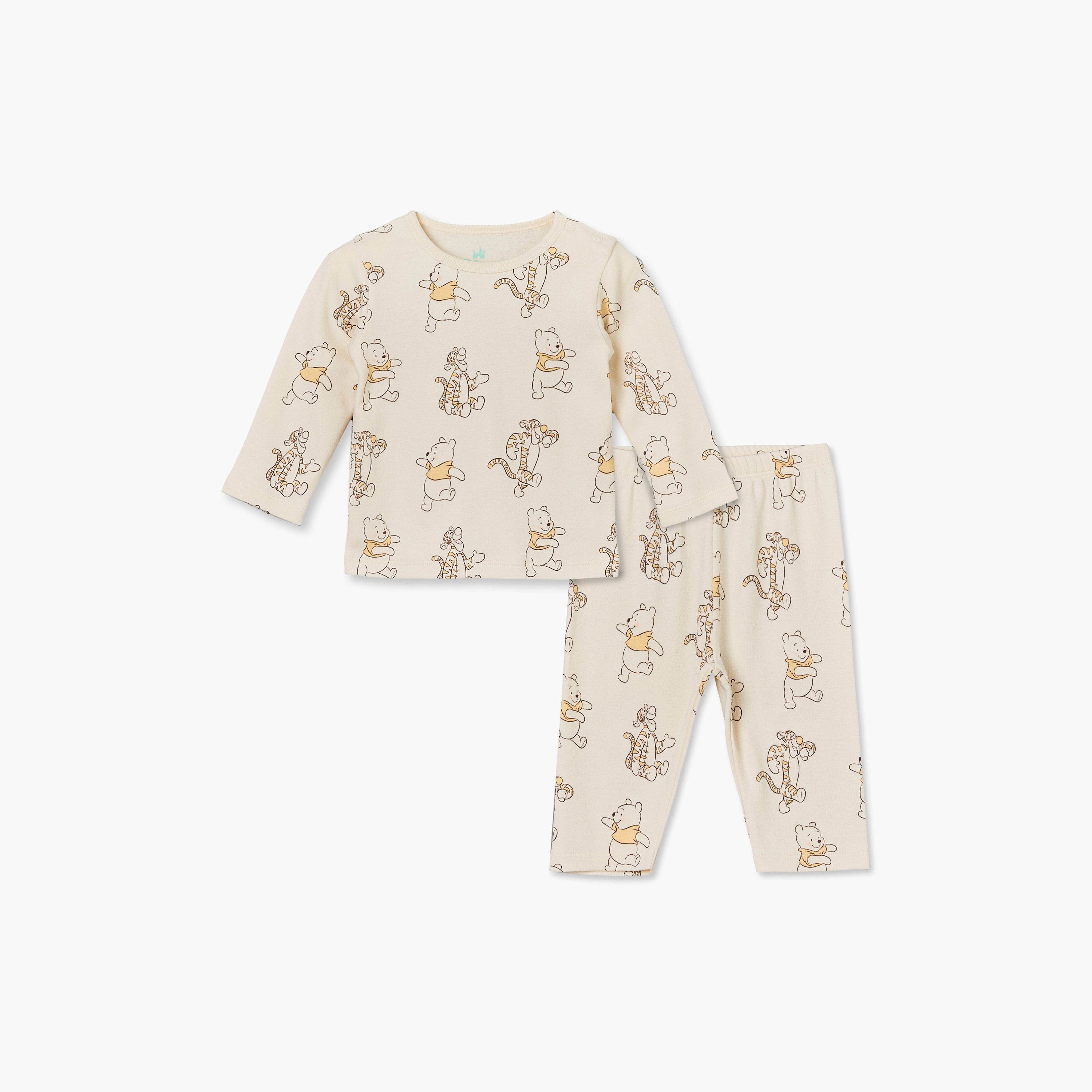 Disney Cotton Crew Neck Long Sleeves Pyjama Set with Winnie The Pooh Print-baby-boys-clothing-nightwear-pyjamasets-image-2